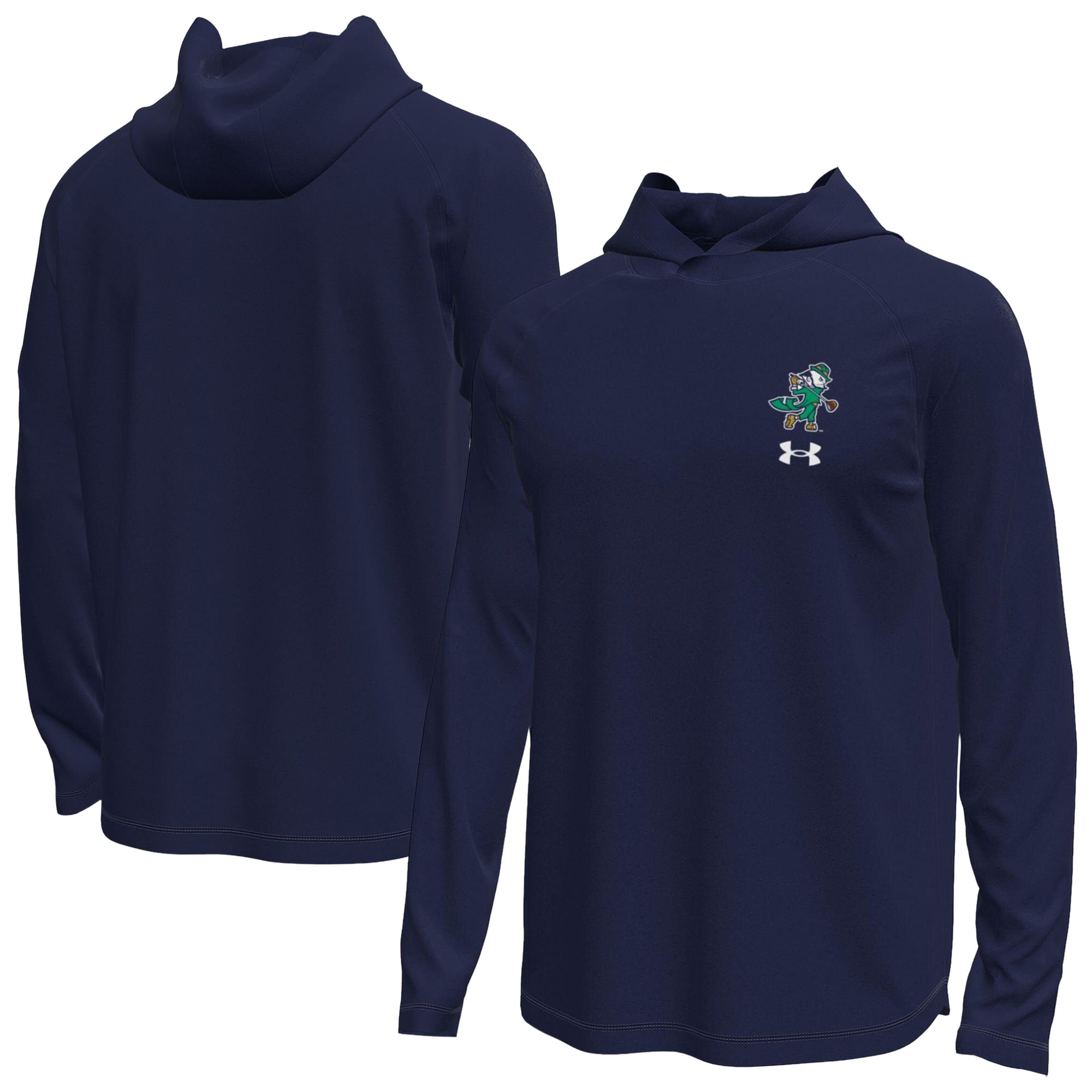 Men's Under Armour Navy Notre Dame Fighting Irish Golf Tech Stretch Long Sleeve Hooded T-Shirt
