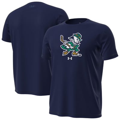Notre Dame Fighting Irish Under Armour Hockey Leprechaun Tech Stretch T-Shirt - Navy