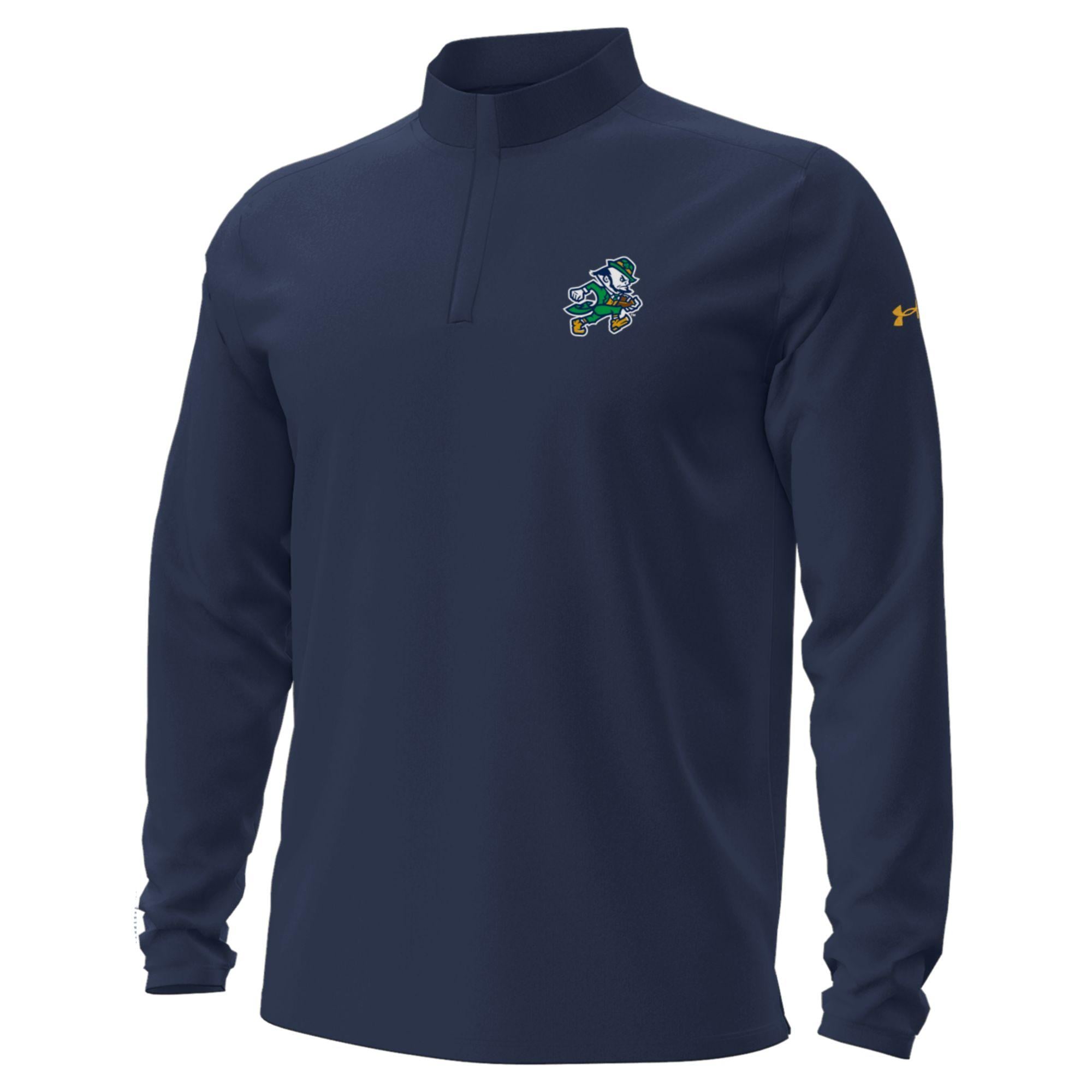 Veste Under Armour bleu marine Notre Dame Fighting Irish Sporting Leprechaun Motion à fermeture éclair quart de tour pour homme
