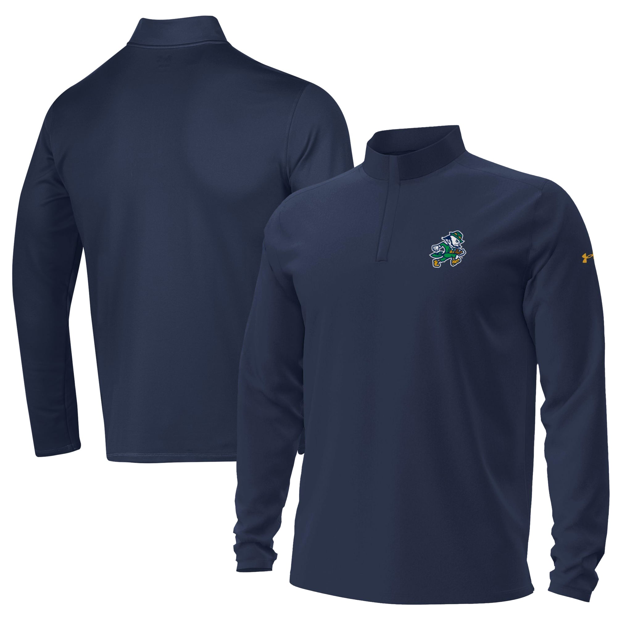 Veste Under Armour bleu marine Notre Dame Fighting Irish Sporting Leprechaun Motion à fermeture éclair quart de tour pour homme