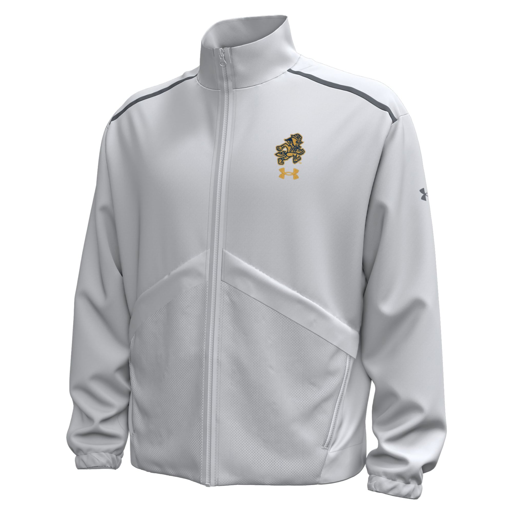 Men's Under Armour #1 Navy Notre Dame Fighting Irish Wear Green Unstoppable Woven Full-Zip Jacket