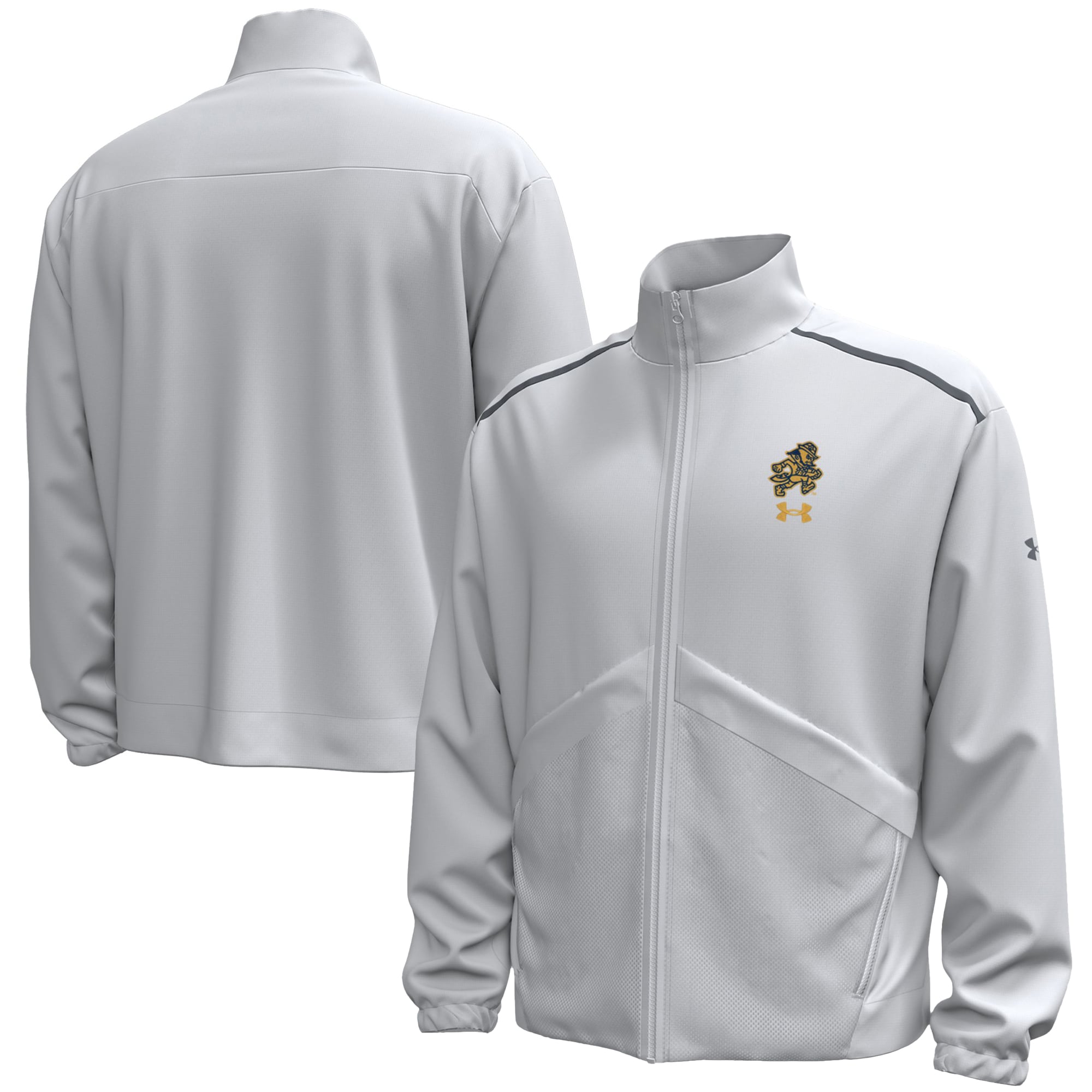 Men's Under Armour #1 Navy Notre Dame Fighting Irish Wear Green Unstoppable Woven Full-Zip Jacket