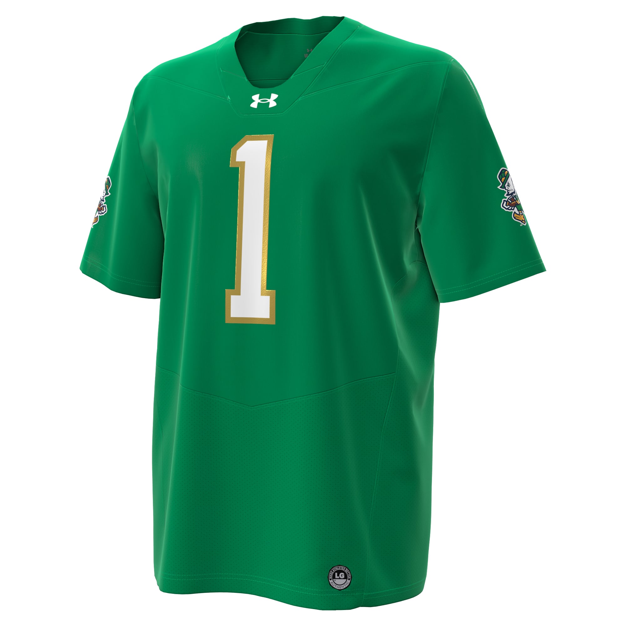 Maillot réplique de football américain Under Armour n°1 Kelly Green Notre Dame Fighting Irish pour homme