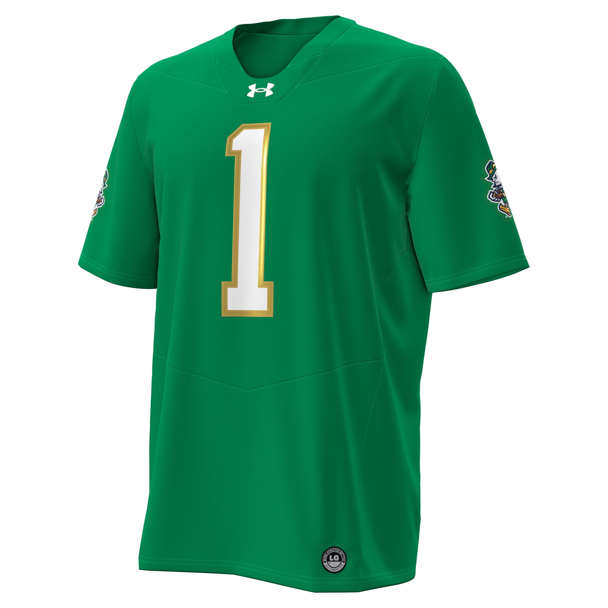 Maillot réplique de football américain Under Armour n° 1 Kelly Green Notre Dame Fighting Irish pour homme