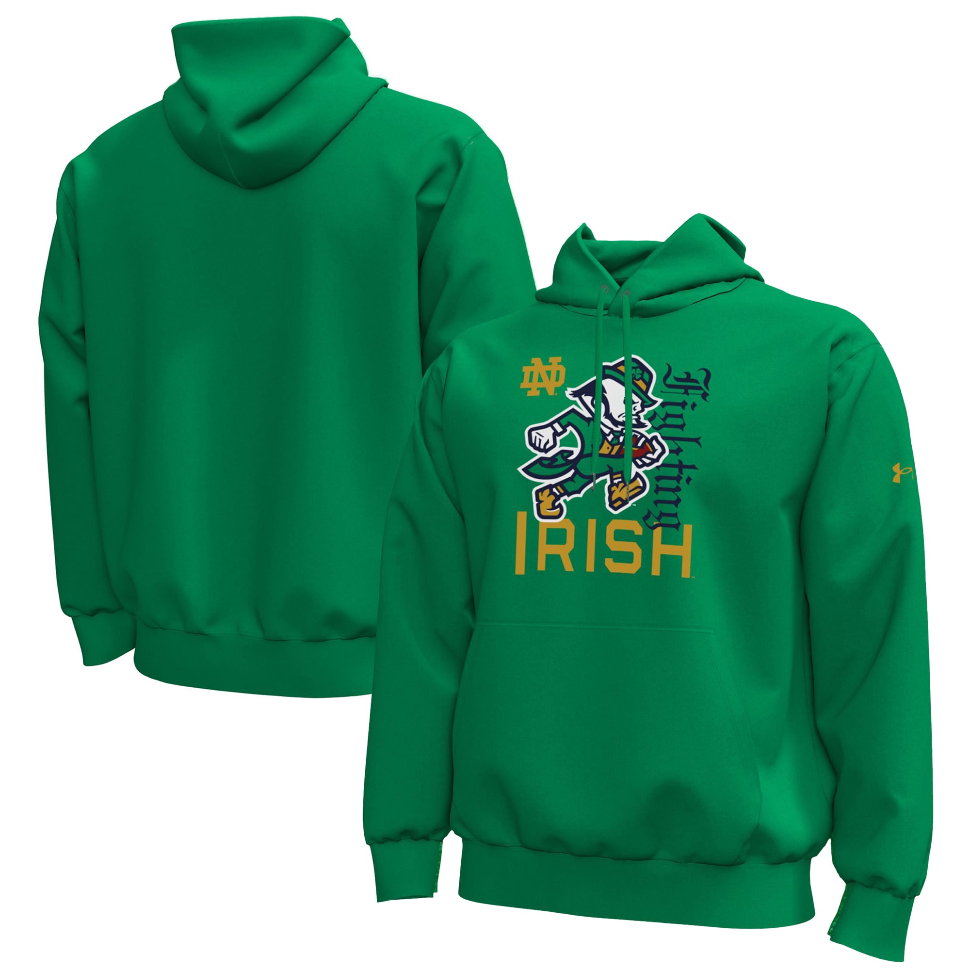 Men's Under Armour #1 Kelly Green Notre Dame Fighting Irish Wear Icon Fleece Hoodie