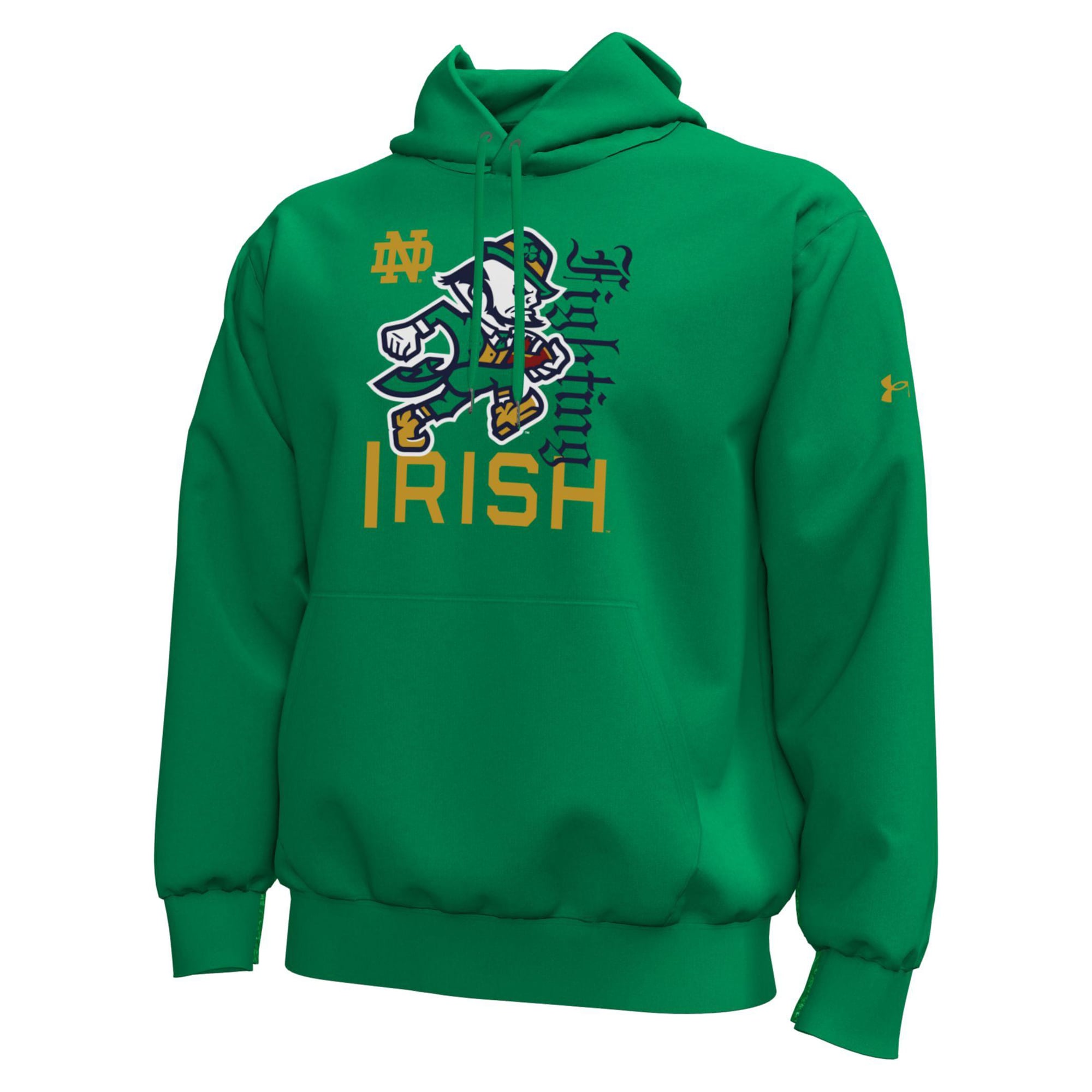 Men's Under Armour #1 Kelly Green Notre Dame Fighting Irish Wear Icon Fleece Hoodie
