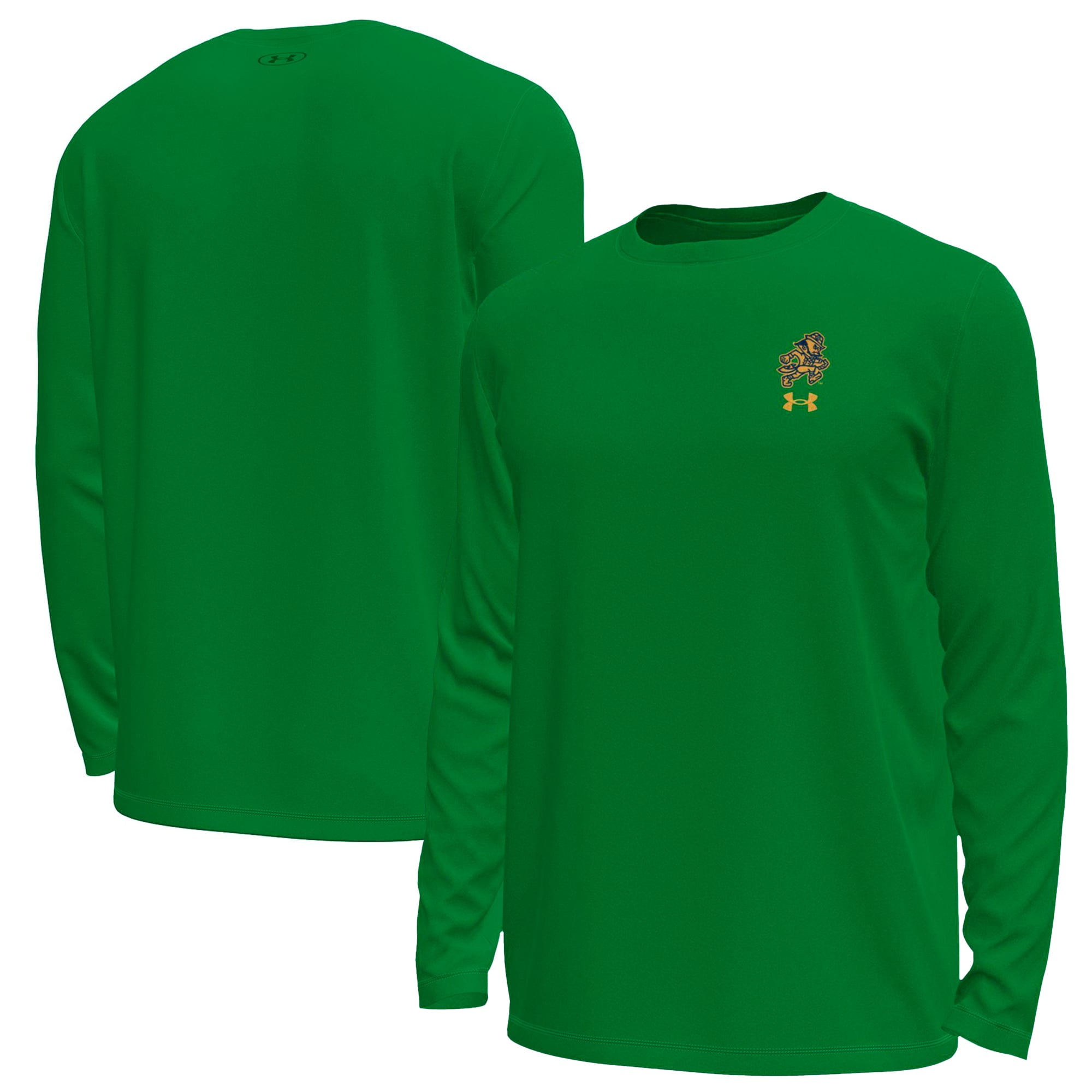 Men's Under Armour #1 Kelly Green Notre Dame Fighting Irish Wear Tech Stretch Long Sleeve T-Shirt