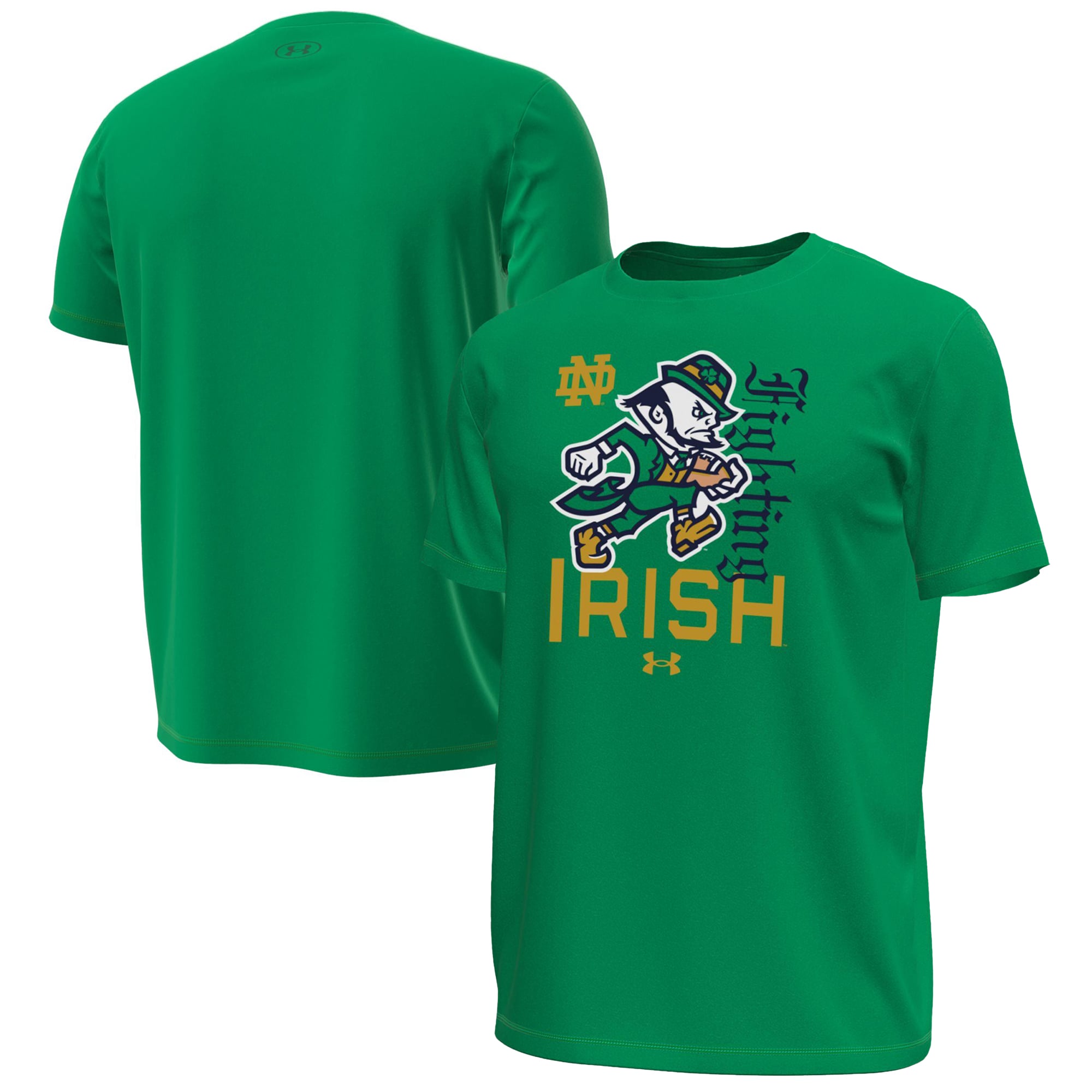 Men's Under Armour #1 Kelly Green Notre Dame Fighting Irish Wear Tech Stretch T-Shirt