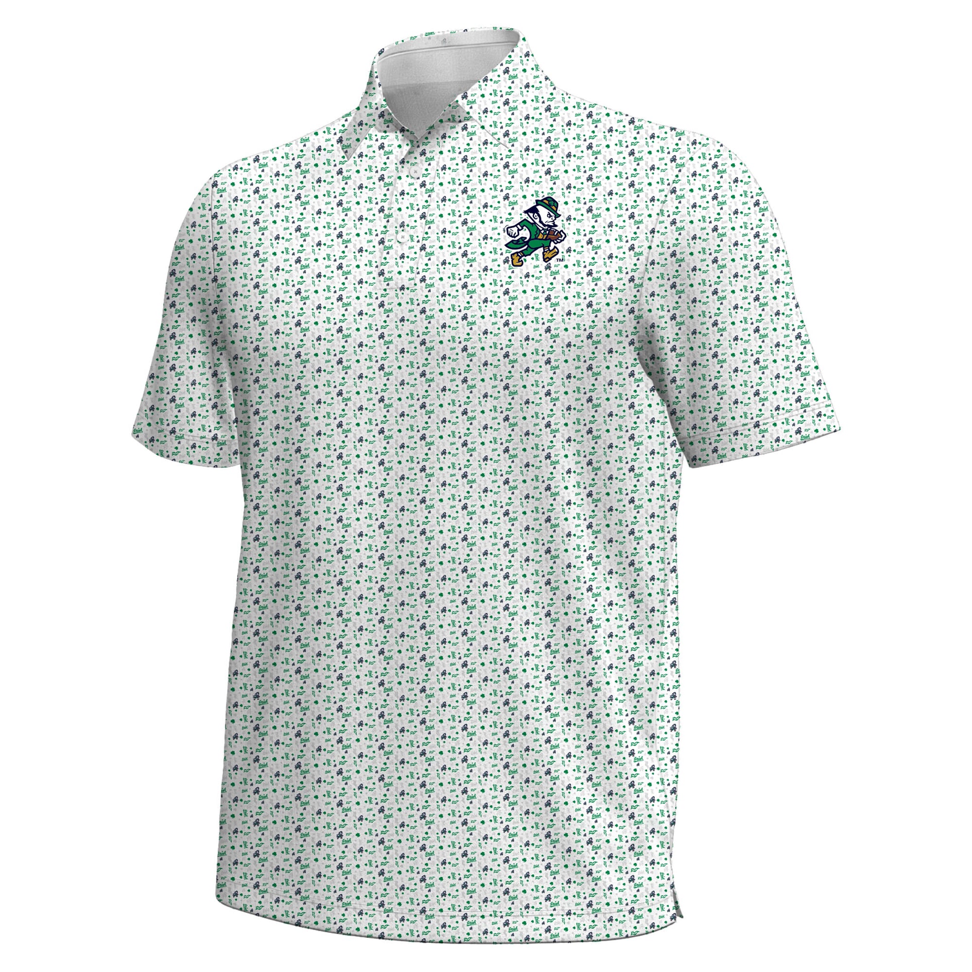 Men's Under Armour #1 White Notre Dame Fighting Irish Wear Green ArmourFuse Polo