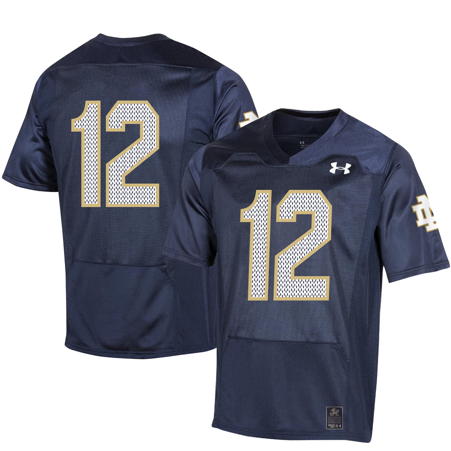 Men's Under Armour #12 Navy Notre Dame Fighting Irish College