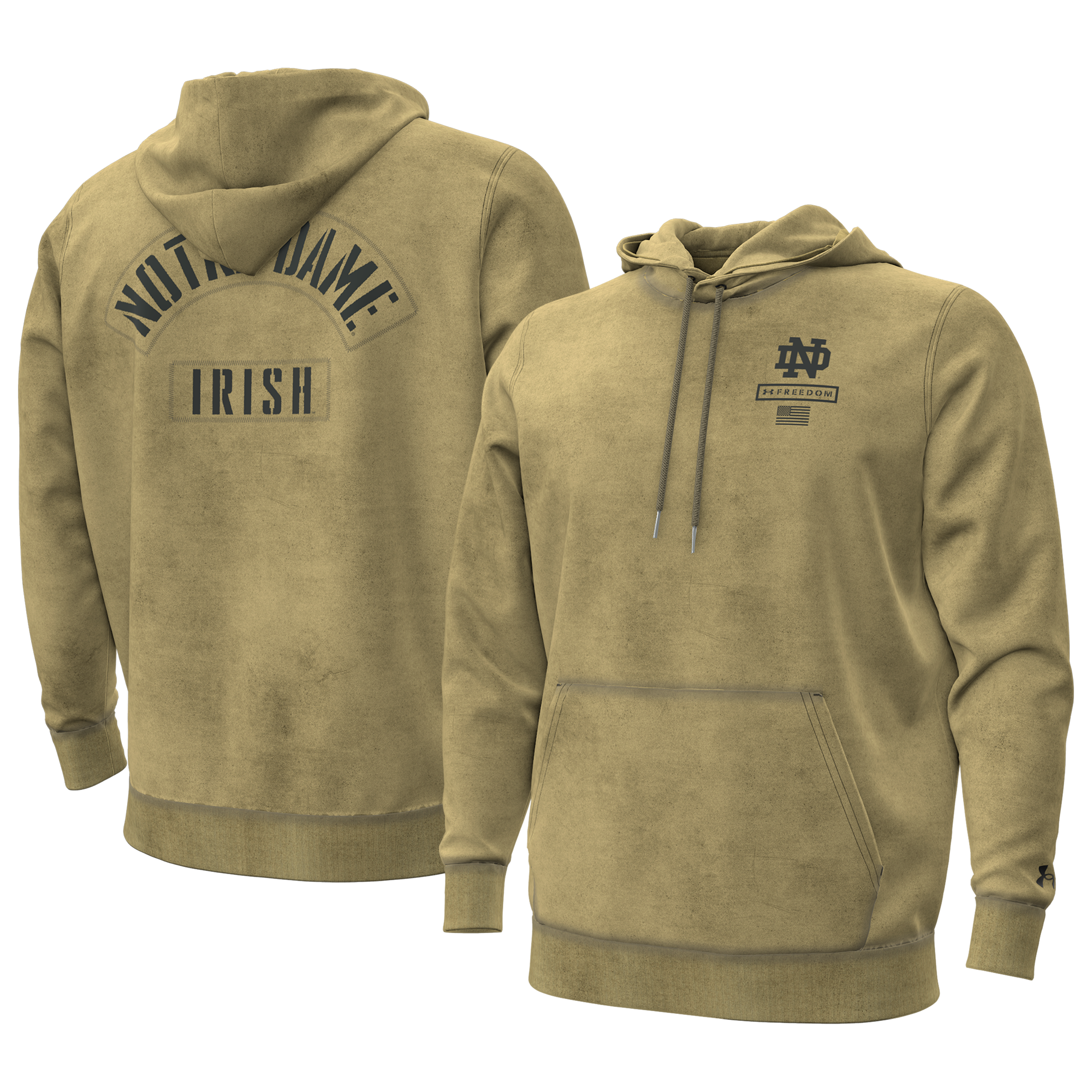 Sweat à capuche Under Armour beige Notre Dame Fighting Irish 2026 Freedom Collection pour homme