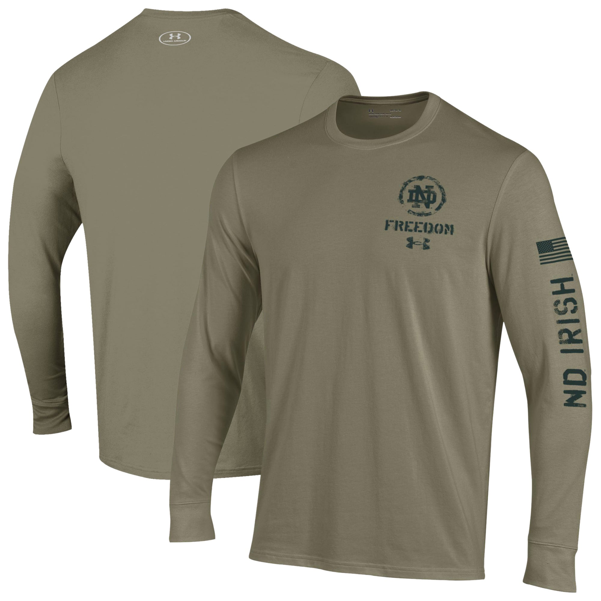 T-shirt à manches longues Under Armour Tan Notre Dame Fighting Irish 2026 Freedom Collection pour homme