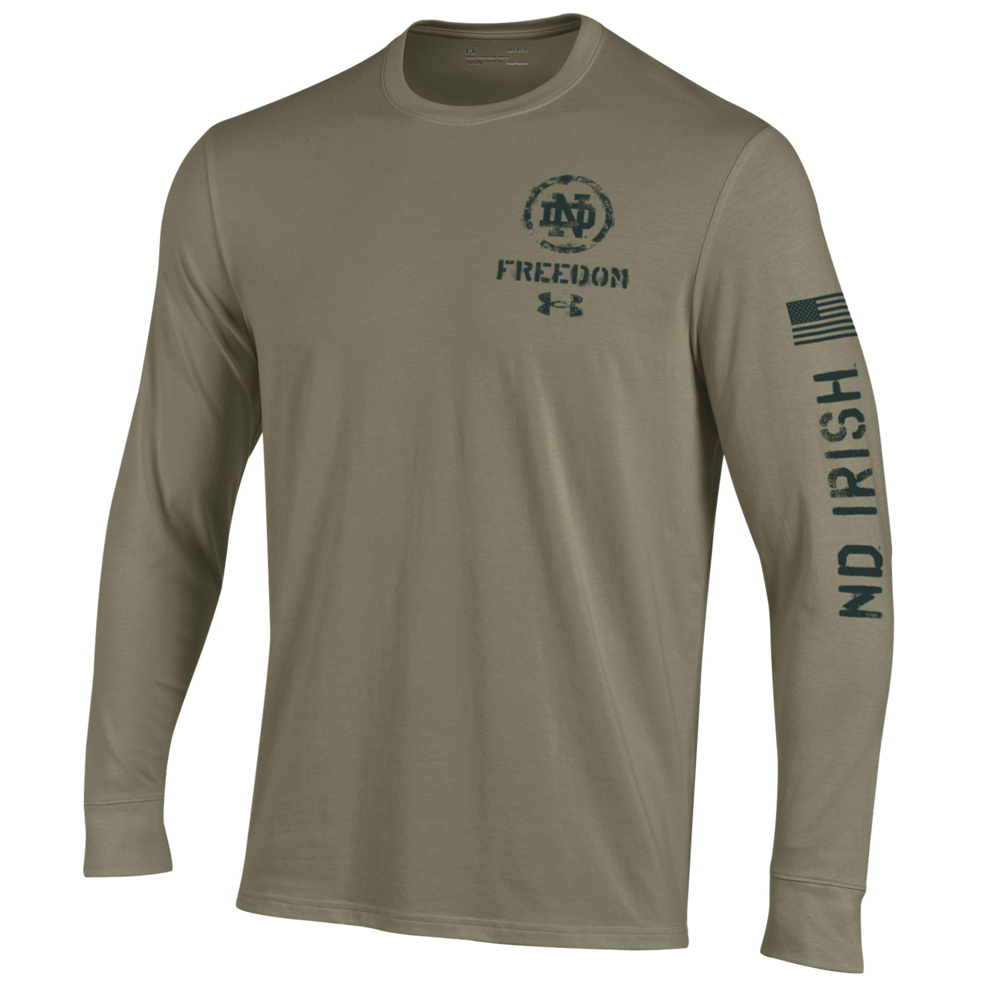 T-shirt à manches longues Under Armour Tan Notre Dame Fighting Irish 2026 Freedom Collection pour homme
