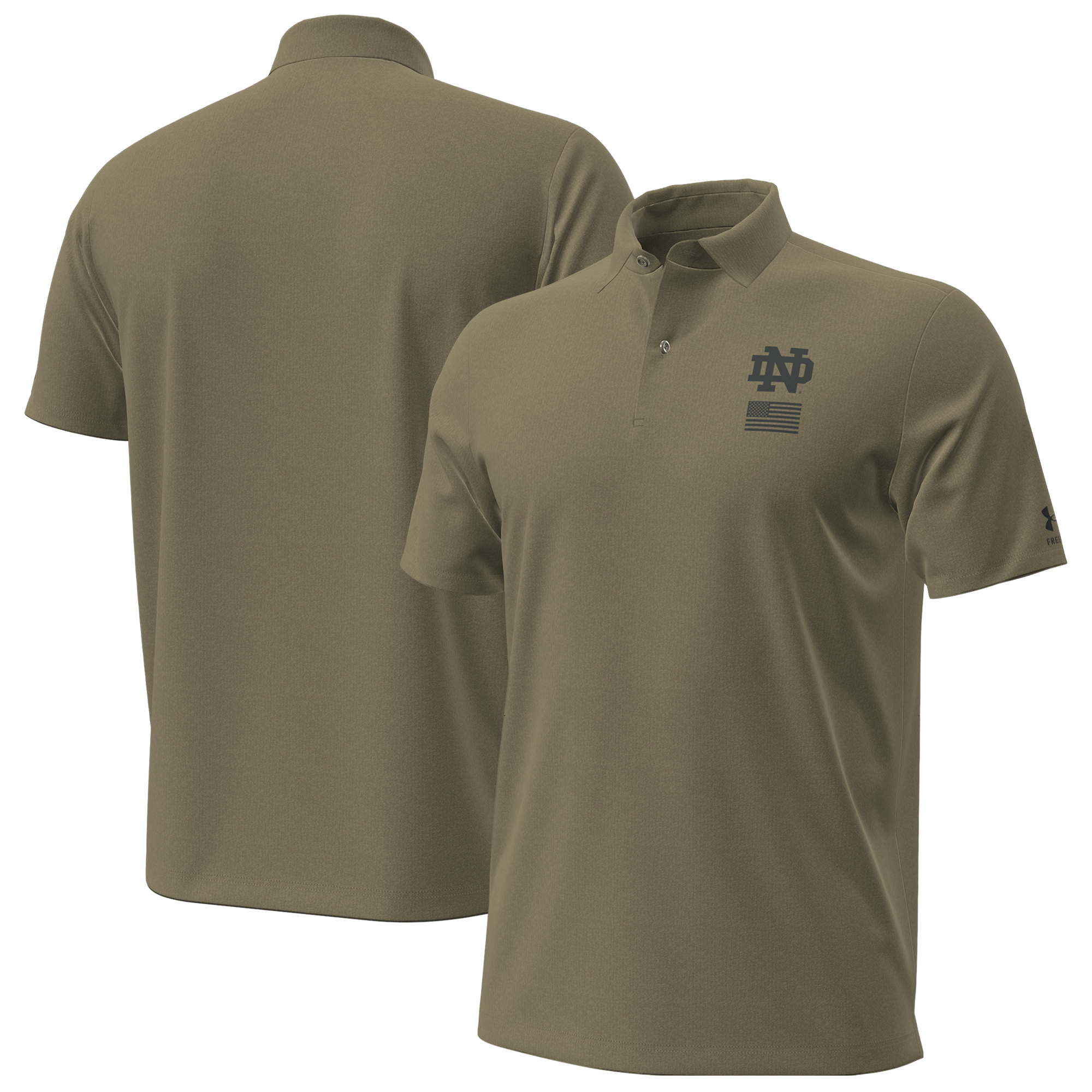 Polo Under Armour pour homme, couleur beige Notre Dame Fighting Irish, collection Freedom 2026