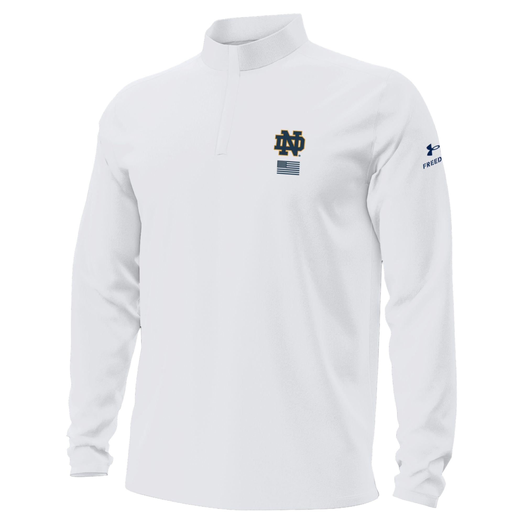 Pull à col zippé Under Armour blanc Notre Dame Fighting Irish 2026 Freedom Collection Motion pour homme