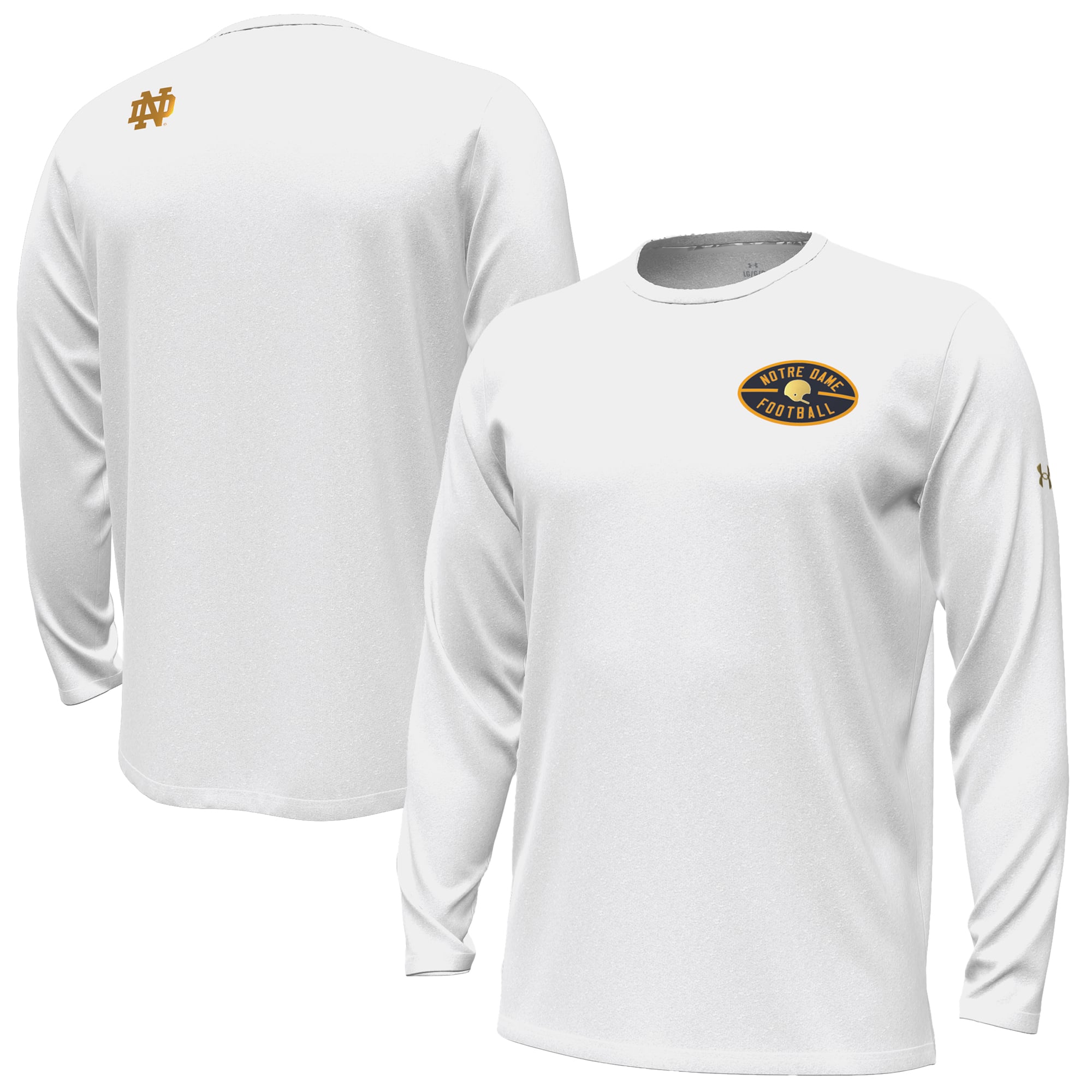 T-shirt à manches longues Under Armour blanc Notre Dame Fighting Irish 2026 Shamrock Series Icon Vanish pour homme