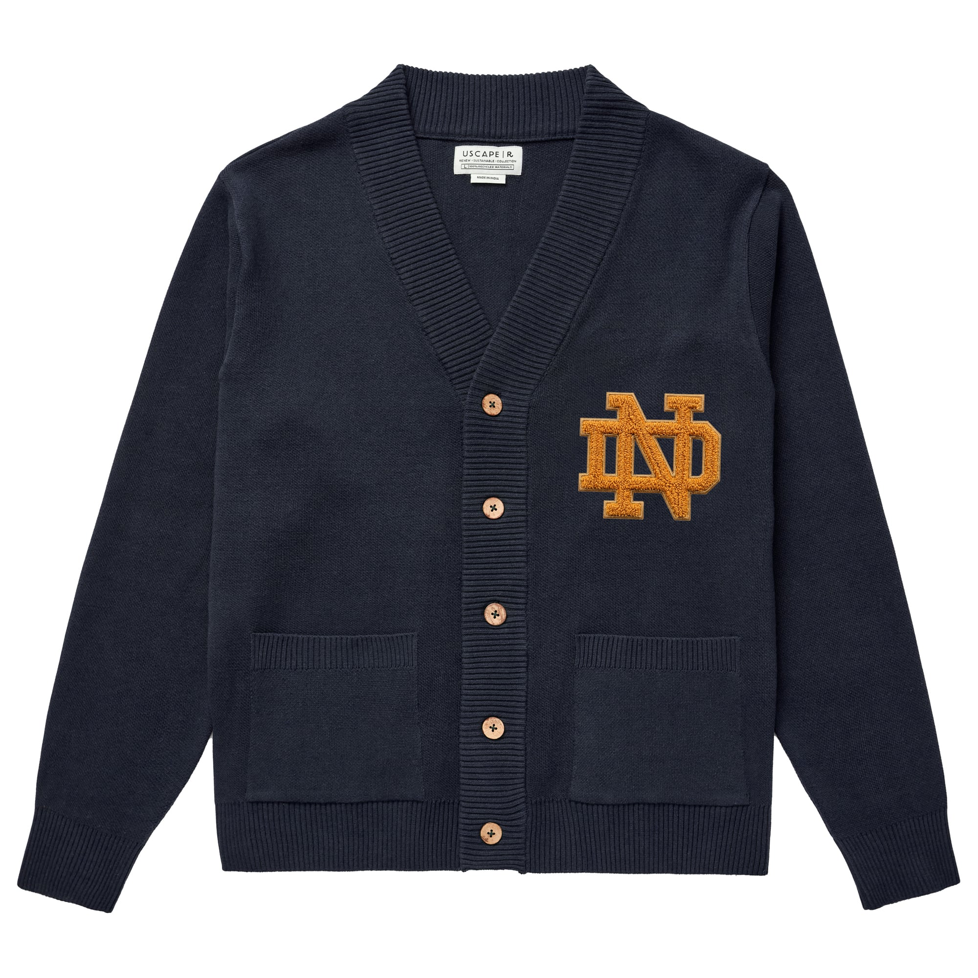 Men's Uscape Apparel Navy Notre Dame Fighting Irish Renew Full-Button ...