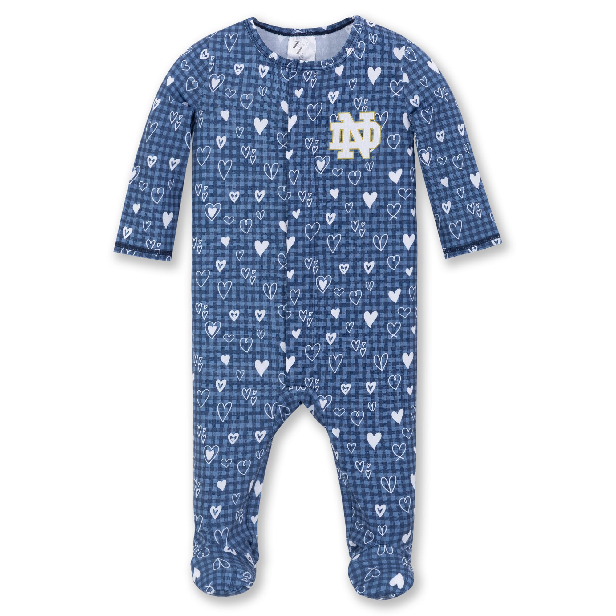 Newborn & Infant ZooZatz Navy Notre Dame Fighting Irish Hearts Magnetic Closure Sleeper
