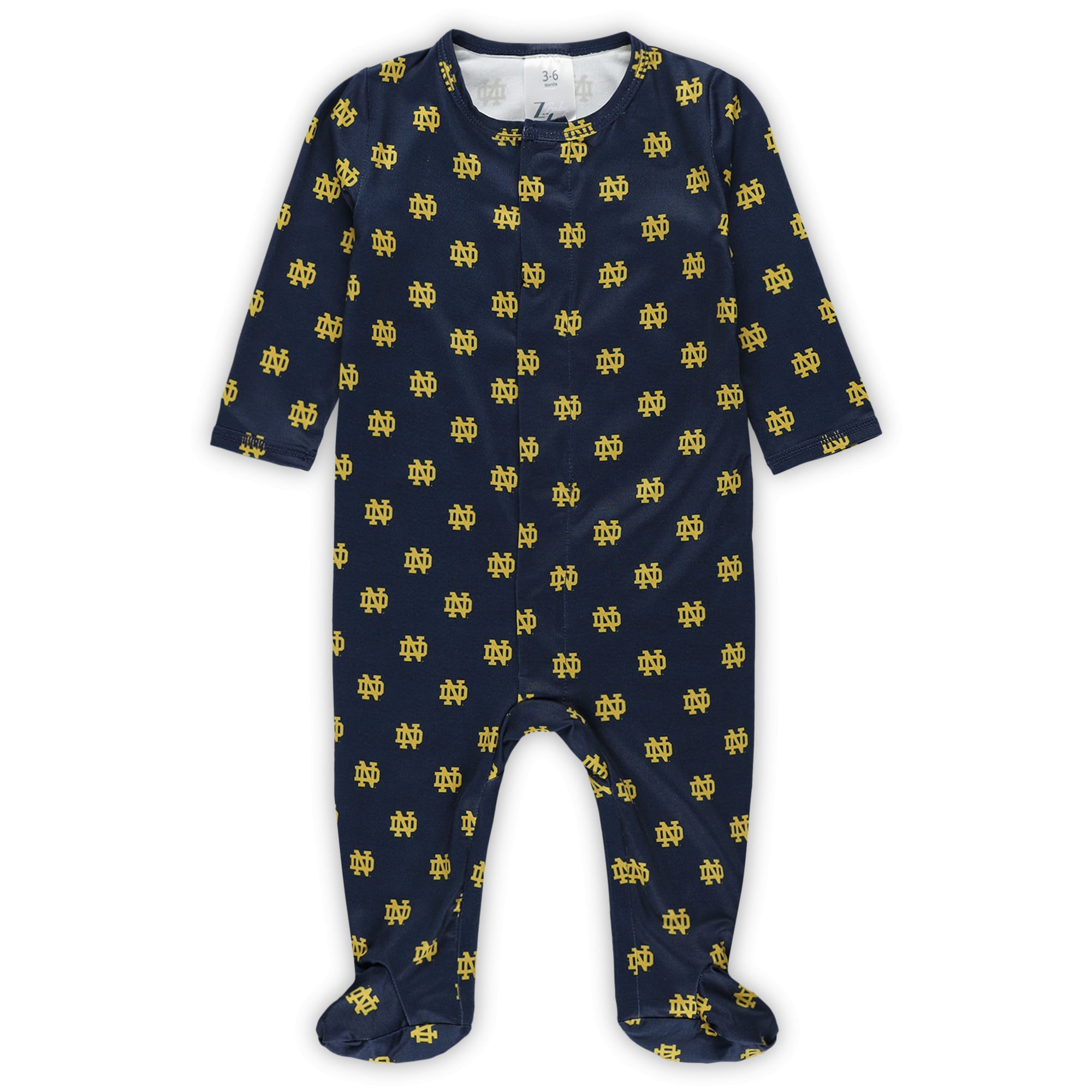 Grenouillère à fermeture magnétique ZooZatz Navy Notre Dame Fighting Irish pour nouveau-nés et nourrissons