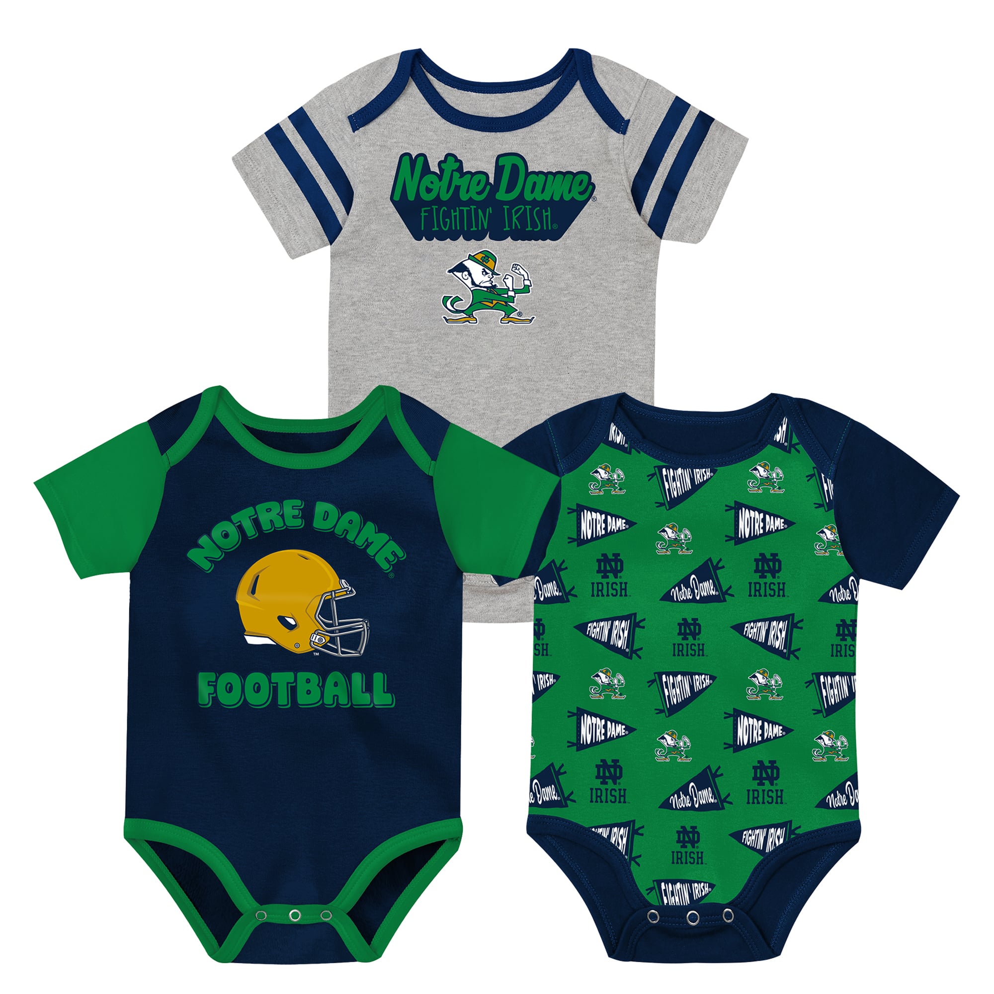Newborn Outerstuff Navy Notre Dame Fighting Irish Star Player Three-Piece Bodysuit Set