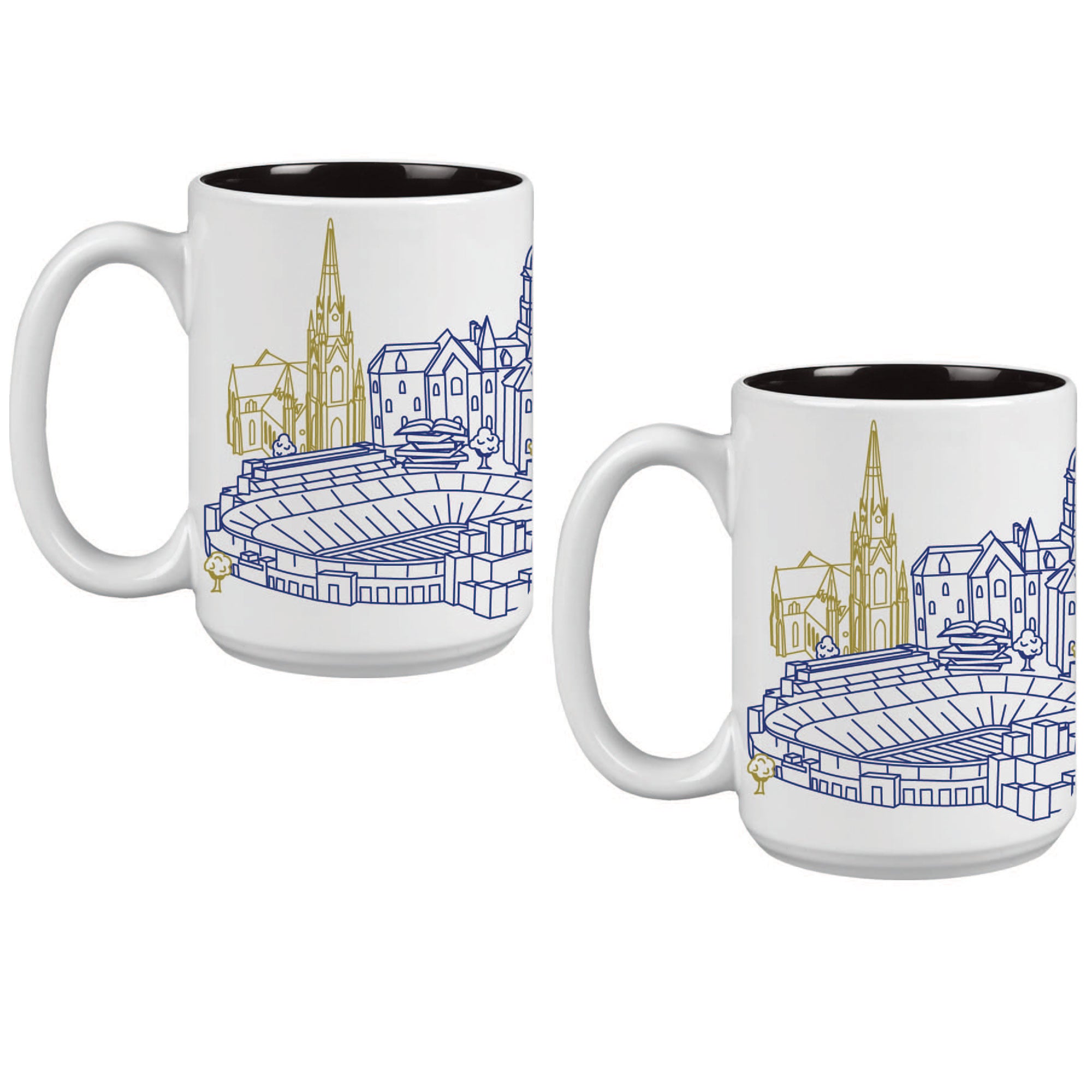 Lot de deux tasses à café Campus Line Art de 15 oz des Fighting Irish de Notre Dame