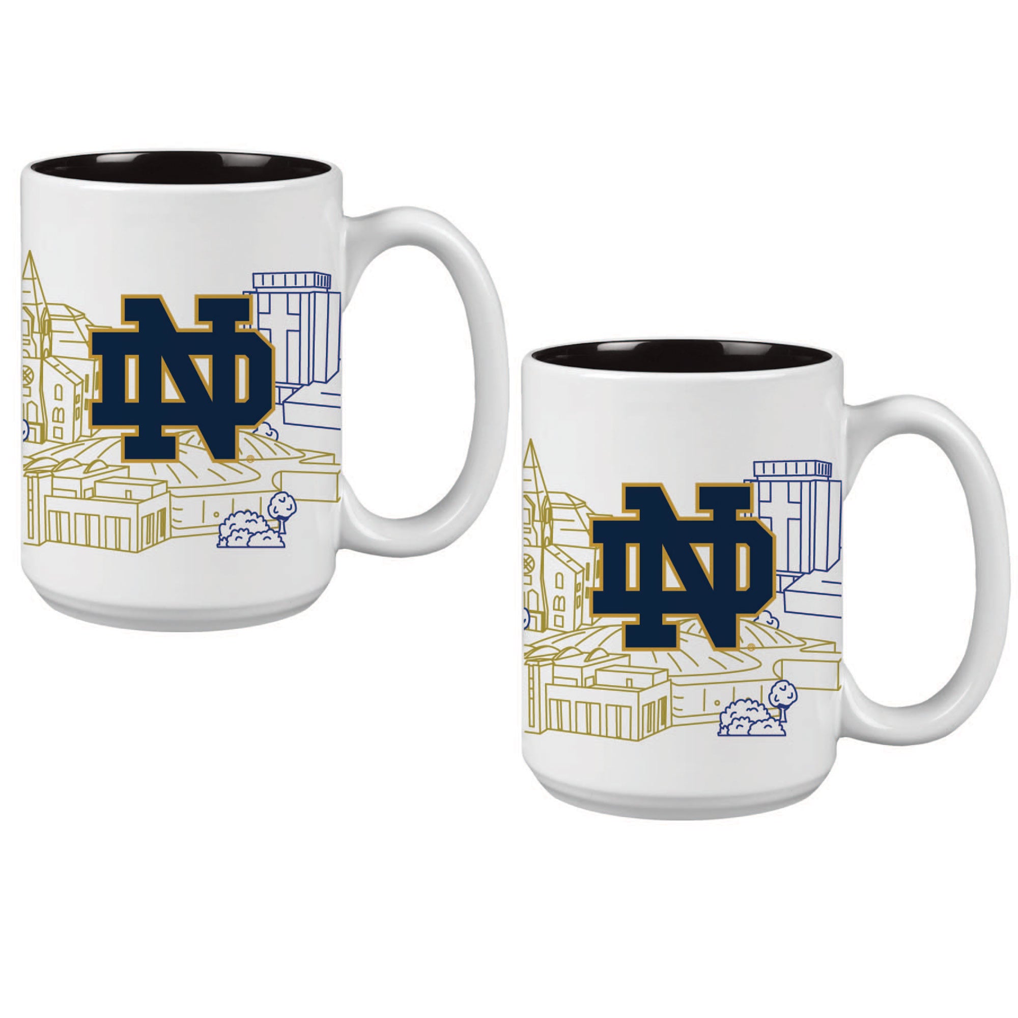 Lot de deux tasses à café Campus Line Art de 15 oz des Fighting Irish de Notre Dame