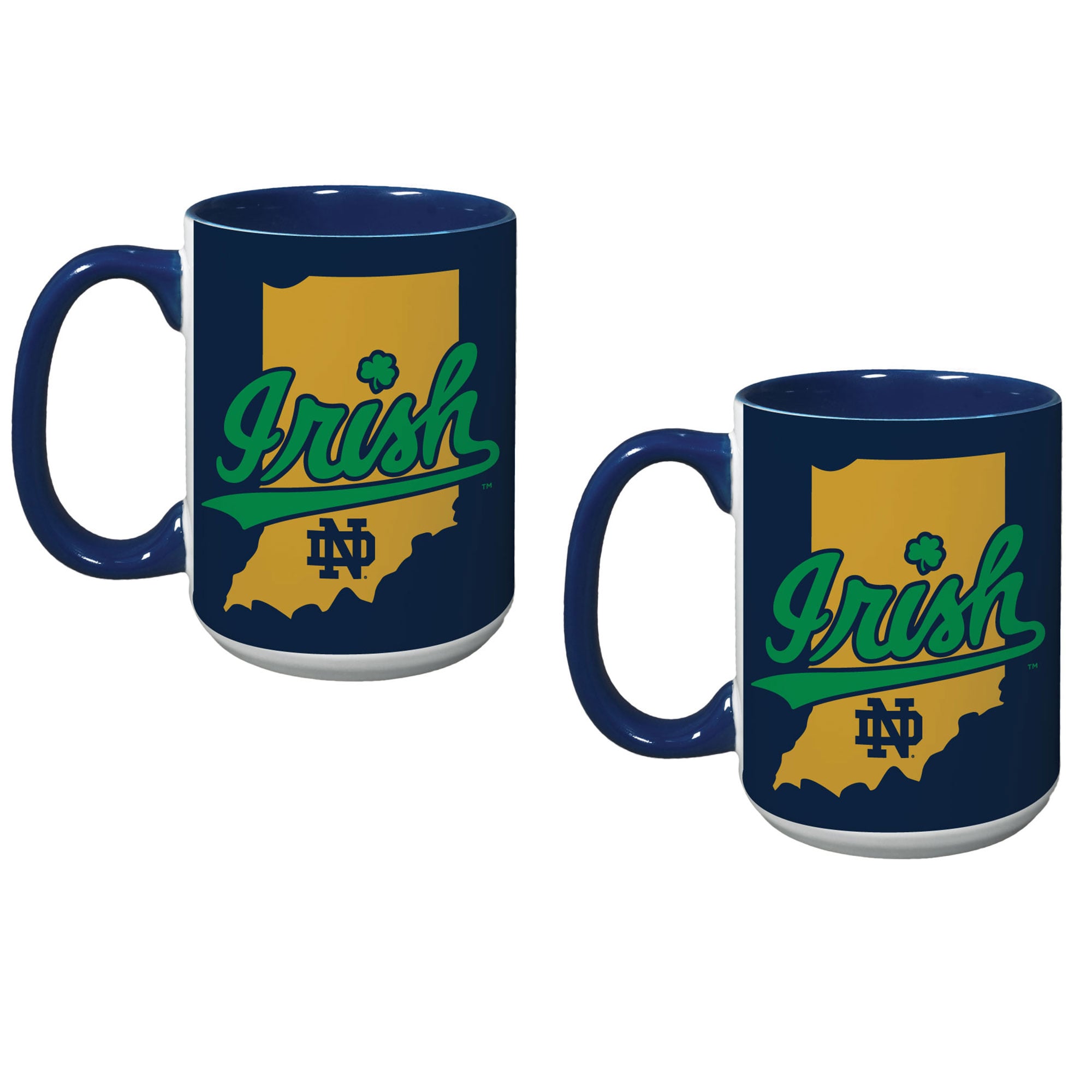 Lot de deux tasses à café de 15 oz des Fighting Irish de Notre Dame