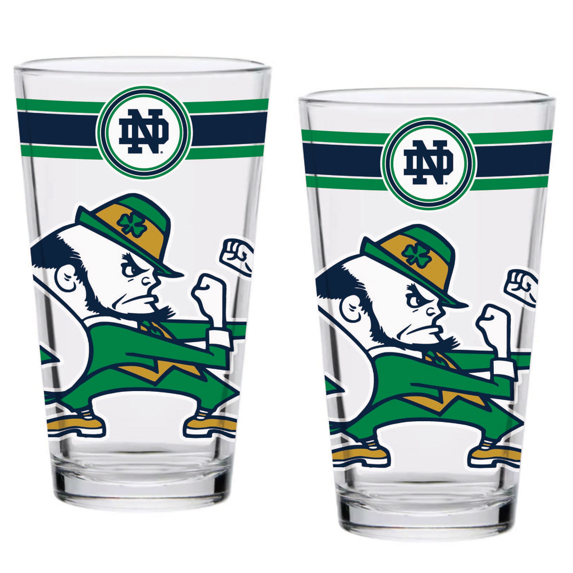 Lot de deux verres à bière classiques de 16 oz de Notre Dame Fighting Irish