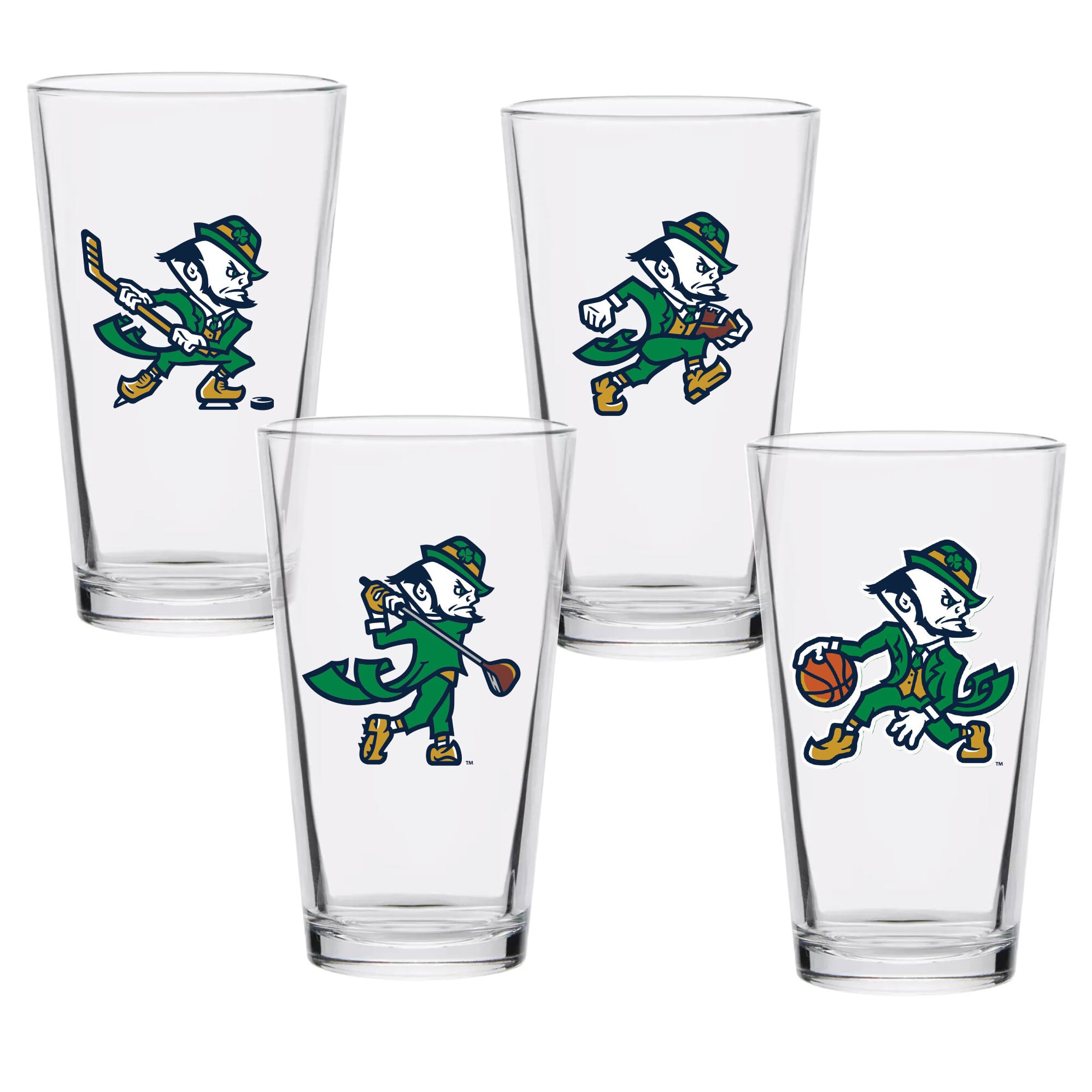Ensemble de quatre verres à bière de collection Notre Dame Fighting Irish de 473 ml (16 oz