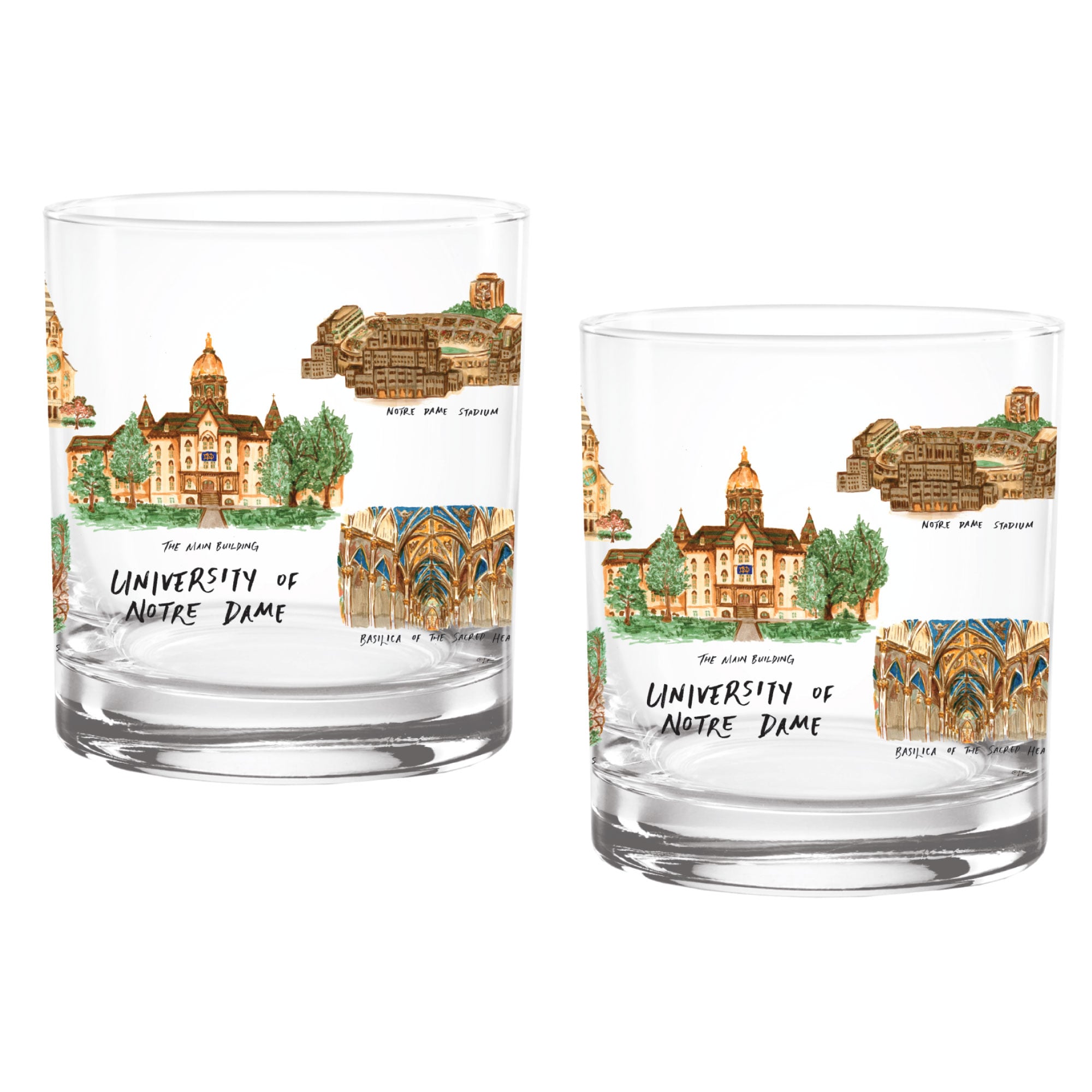 Ensemble de deux verres à whisky Laura Wilcox University Hall de 47 cl des Fighting Irish de Notre Dame