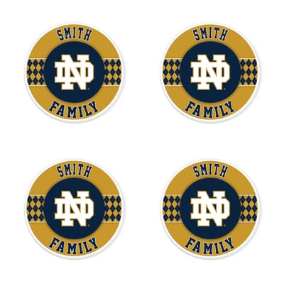 Notre Dame Fighting Irish 4" Personalized Circular Coasters 4-Pack Set