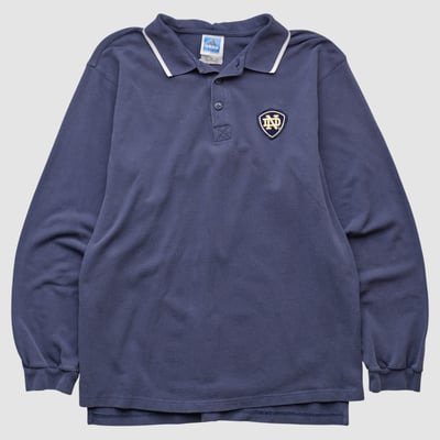 Notre Dame Fighting Irish Adidas 2000s Long Sleeve Polo - Navy - M by Fanatics Real Vintage