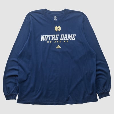 Notre Dame Fighting Irish Adidas 2010s Long Sleeve T-shirt - Navy - 4XL by Fanatics Real Vintage