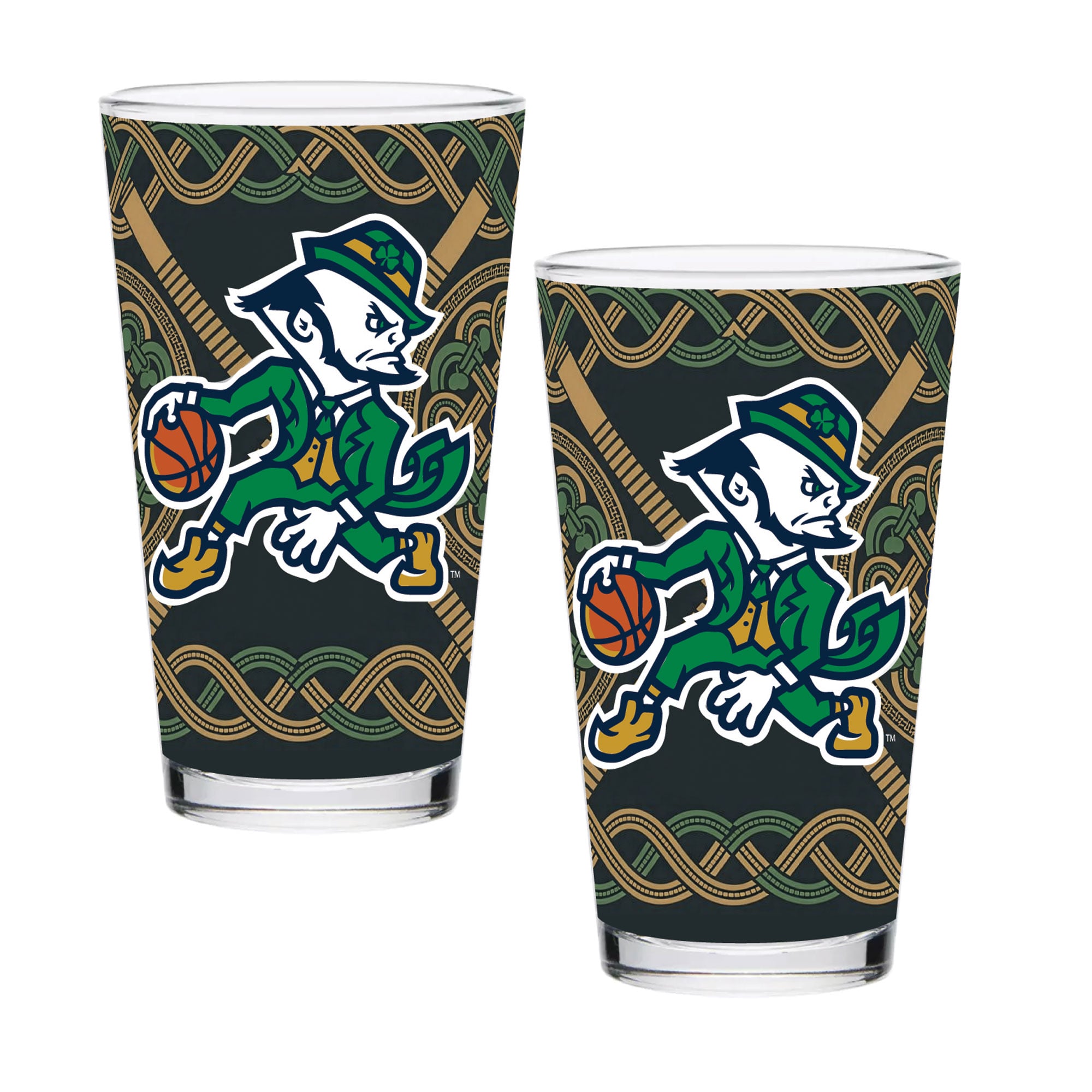Ensemble de deux verres à bière de 47 cl (16 oz) aux couleurs des Fighting Irish de Notre Dame