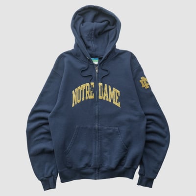 Notre Dame Fighting Irish Champion 2010s Hooded Full Zip Sweatshirt - Navy - XS by Fanatics Real Vintage