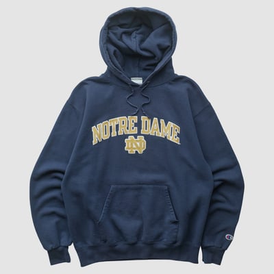 Notre Dame Fighting Irish Champion 2010s Hooded Pullover Sweatshirt - Navy - S by Fanatics Real Vintage