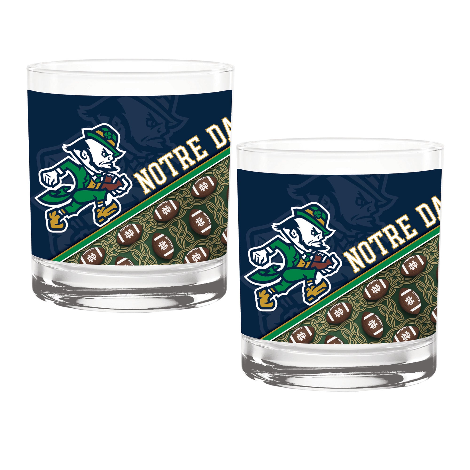 Ensemble de deux verres à whisky de 414 ml (14 oz) aux couleurs des Fighting Irish de Notre Dame