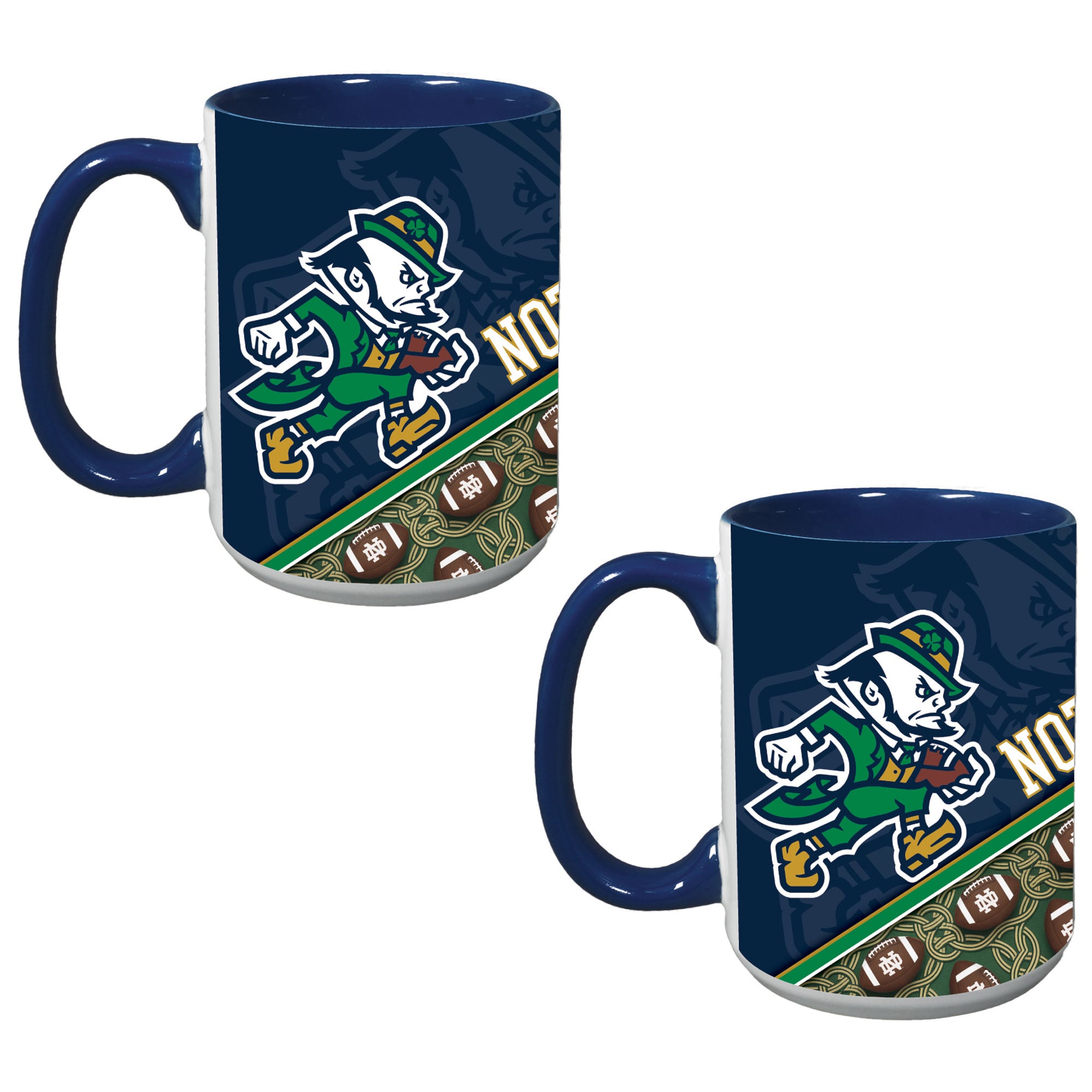 Lot de deux tasses de 44 cl (15 oz) aux couleurs des Fighting Irish de Notre Dame.