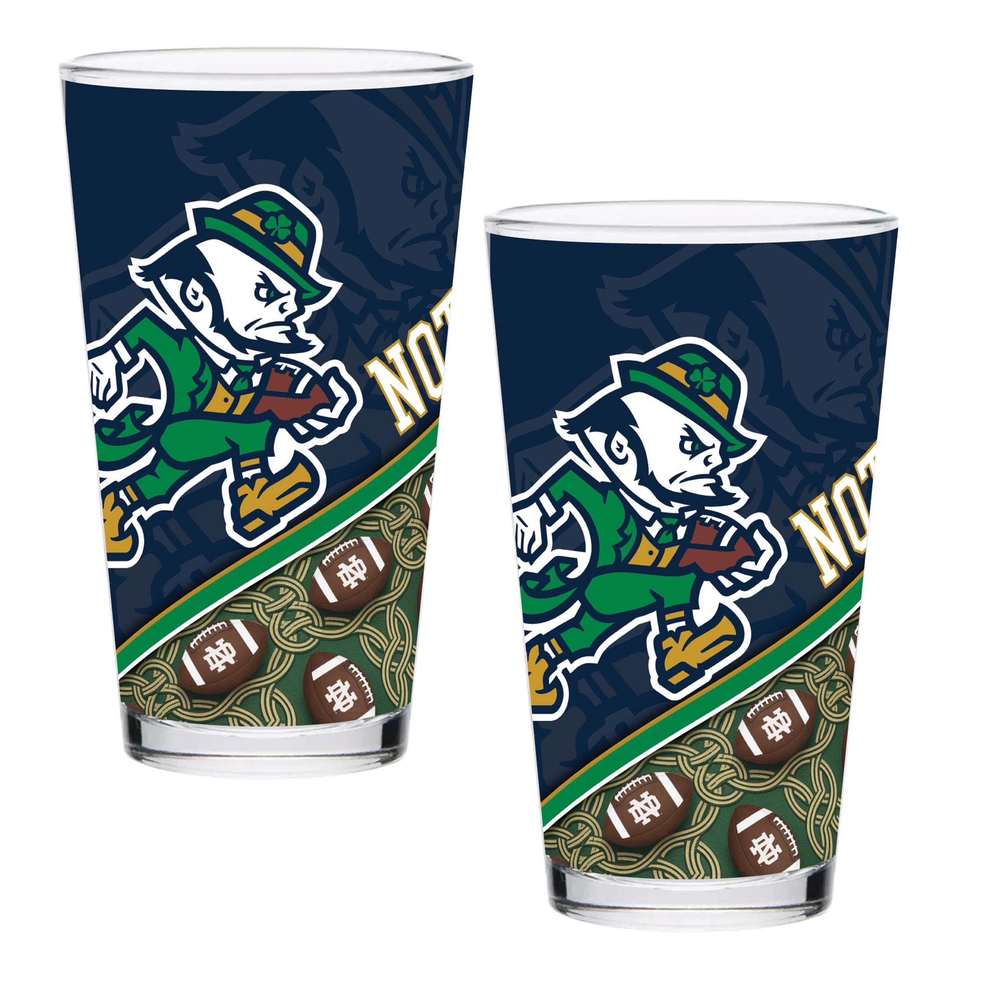 Ensemble de deux verres à bière de 47 cl (16 oz) aux couleurs des Fighting Irish de Notre Dame