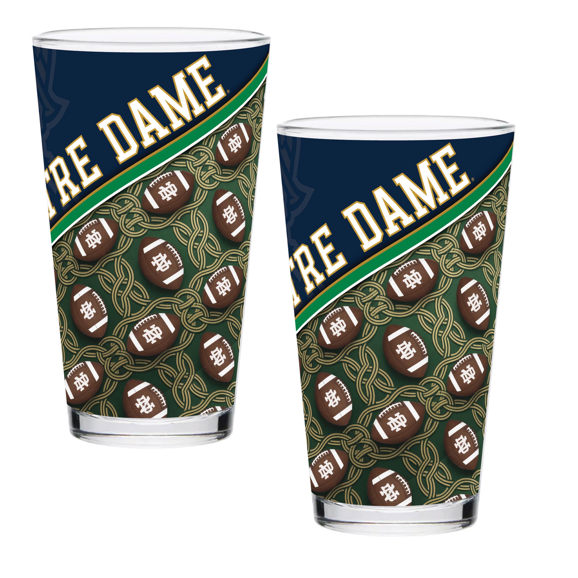 Ensemble de deux verres à bière de 47 cl (16 oz) aux couleurs des Fighting Irish de Notre Dame