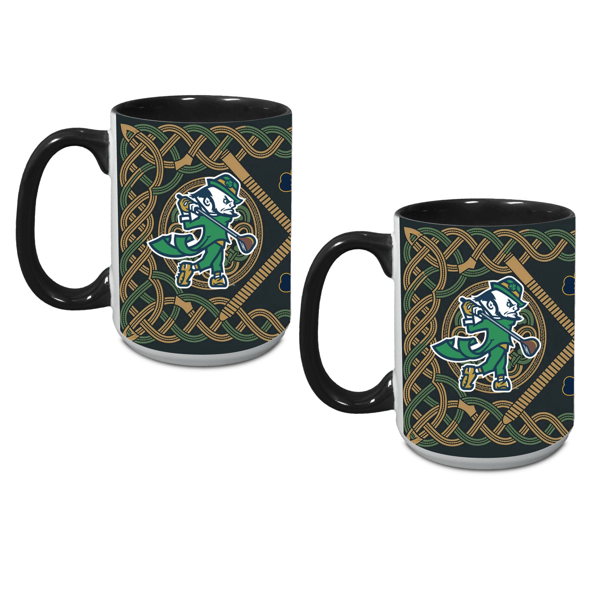 Ensemble de deux tasses de 44 cl (15 oz) Notre Dame Fighting Irish Golf Leprechaun