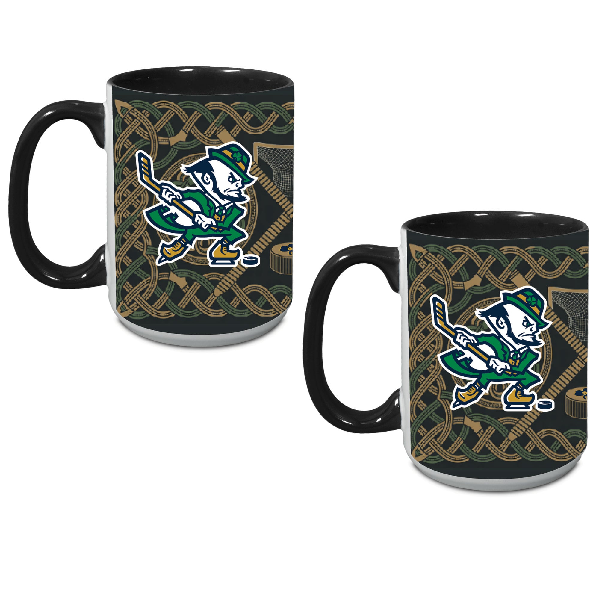 Ensemble de deux tasses de 44 cl (15 oz) Notre Dame Fighting Irish Hockey Leprechaun