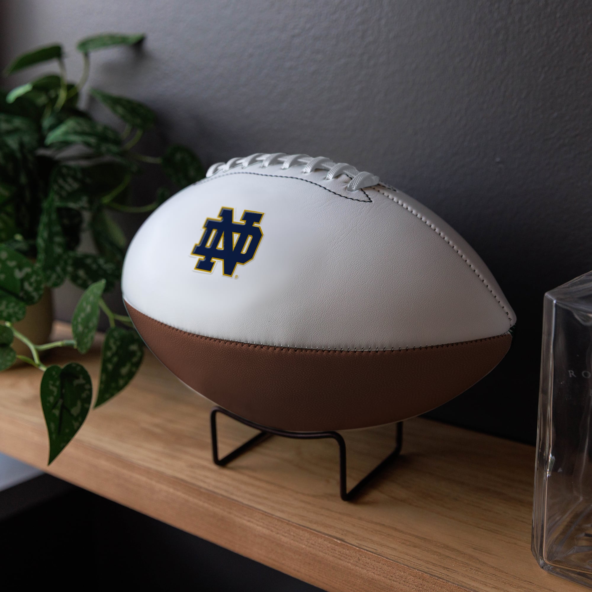 Ballon de football autographié avec logo officiel Notre Dame Fighting Irish, taille réelle