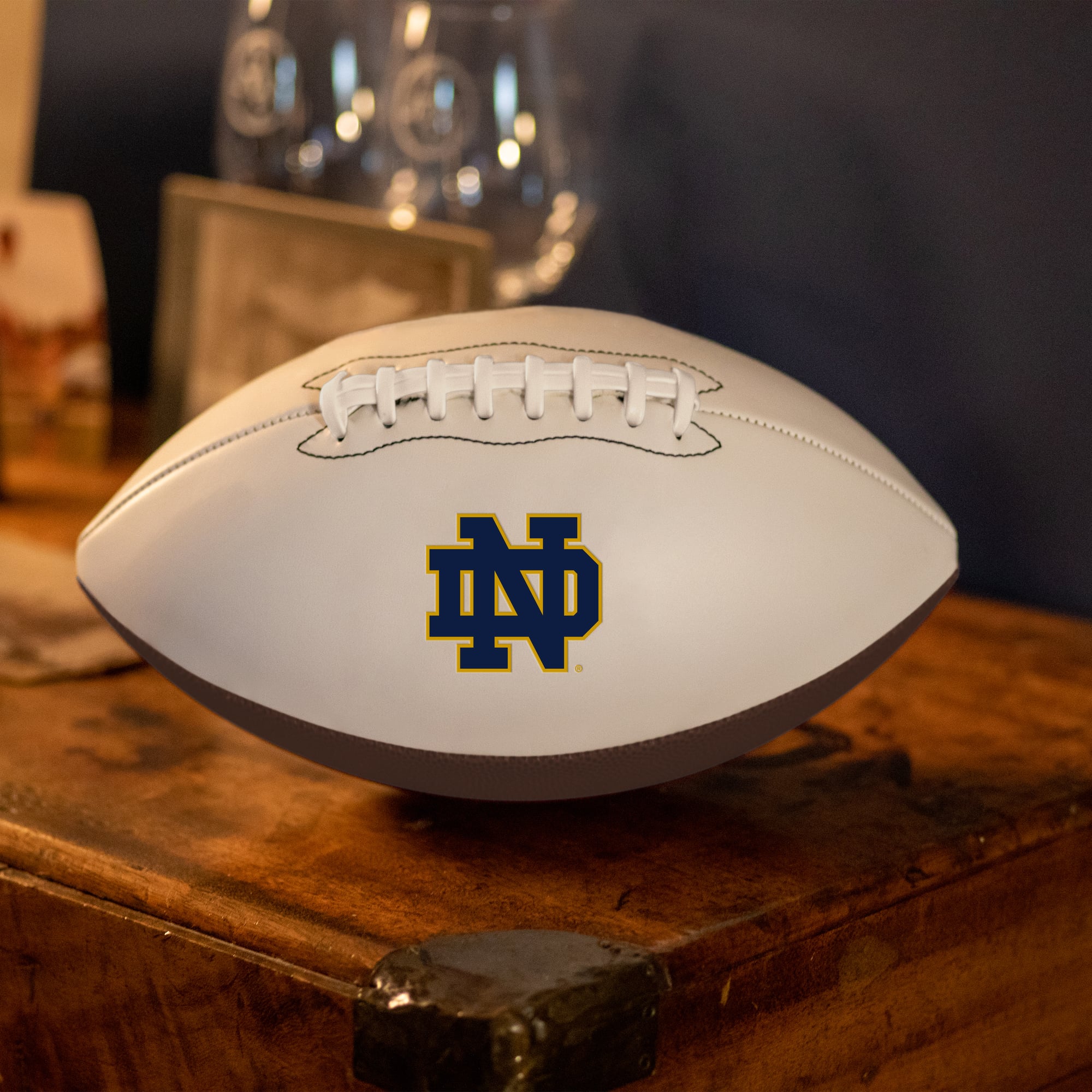 Ballon de football autographié avec logo officiel Notre Dame Fighting Irish, taille réelle
