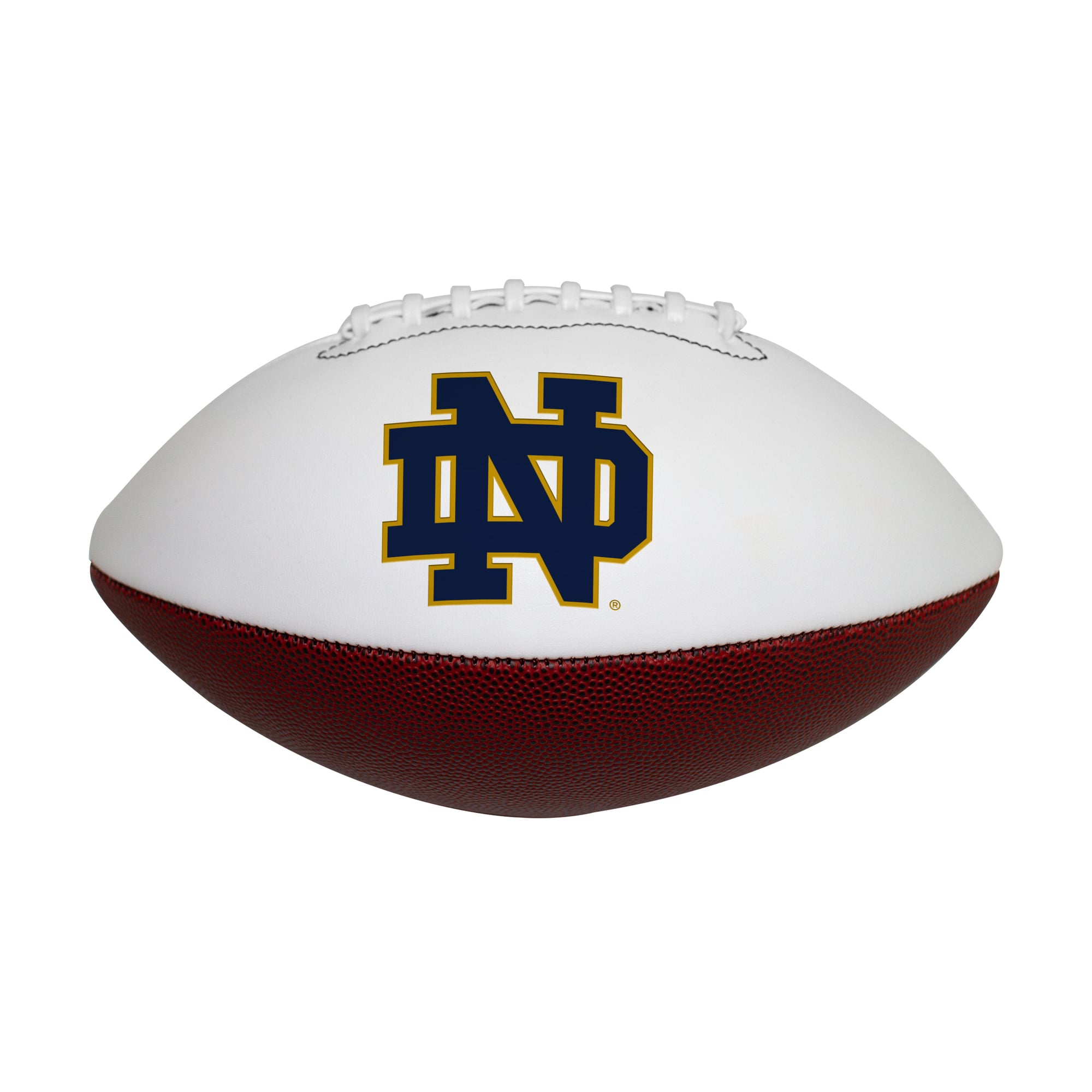 Ballon de football autographié avec logo officiel Notre Dame Fighting Irish, taille réelle