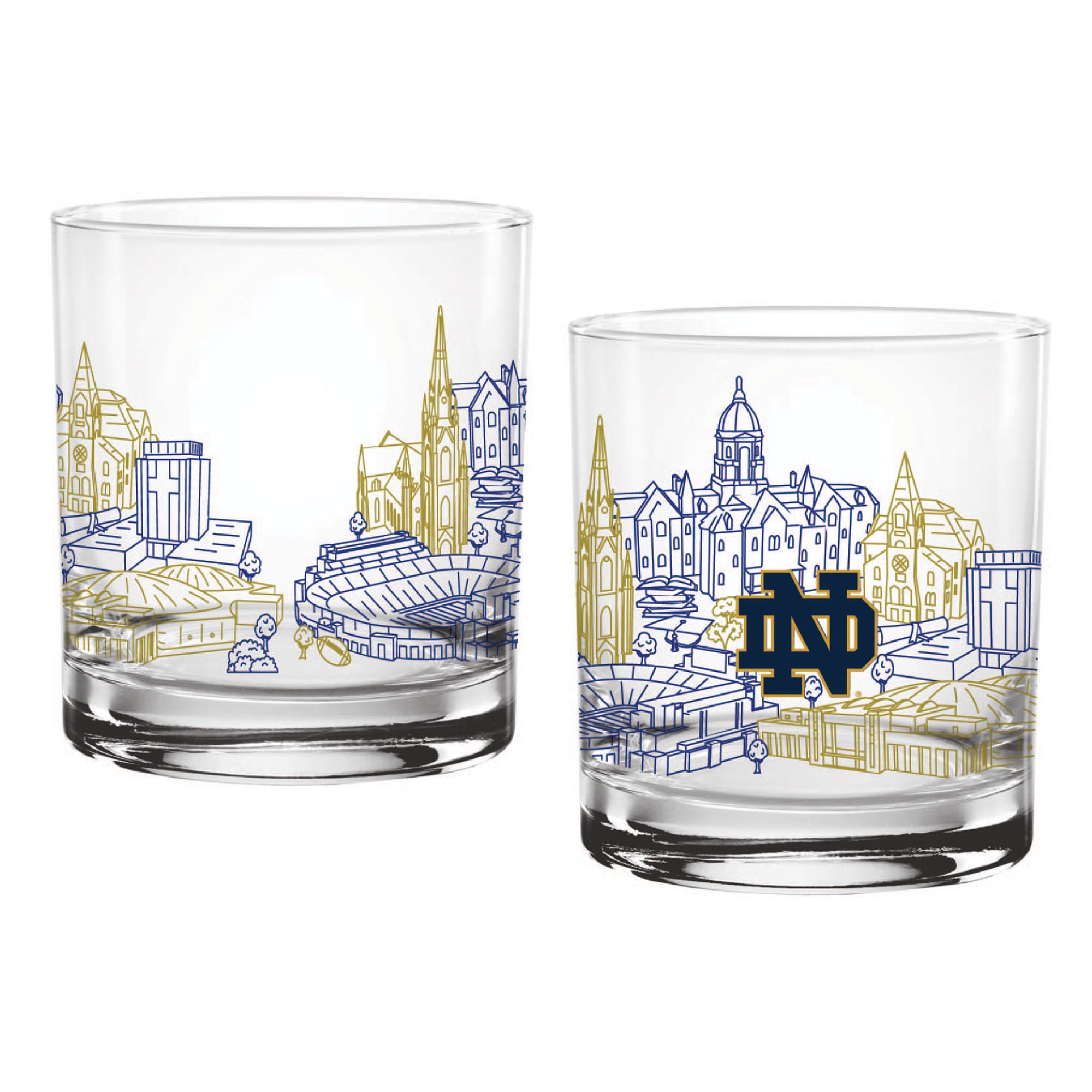 Notre Dame Fighting Irish Lot de deux 14 oz. Verre d’art de ligne de campus