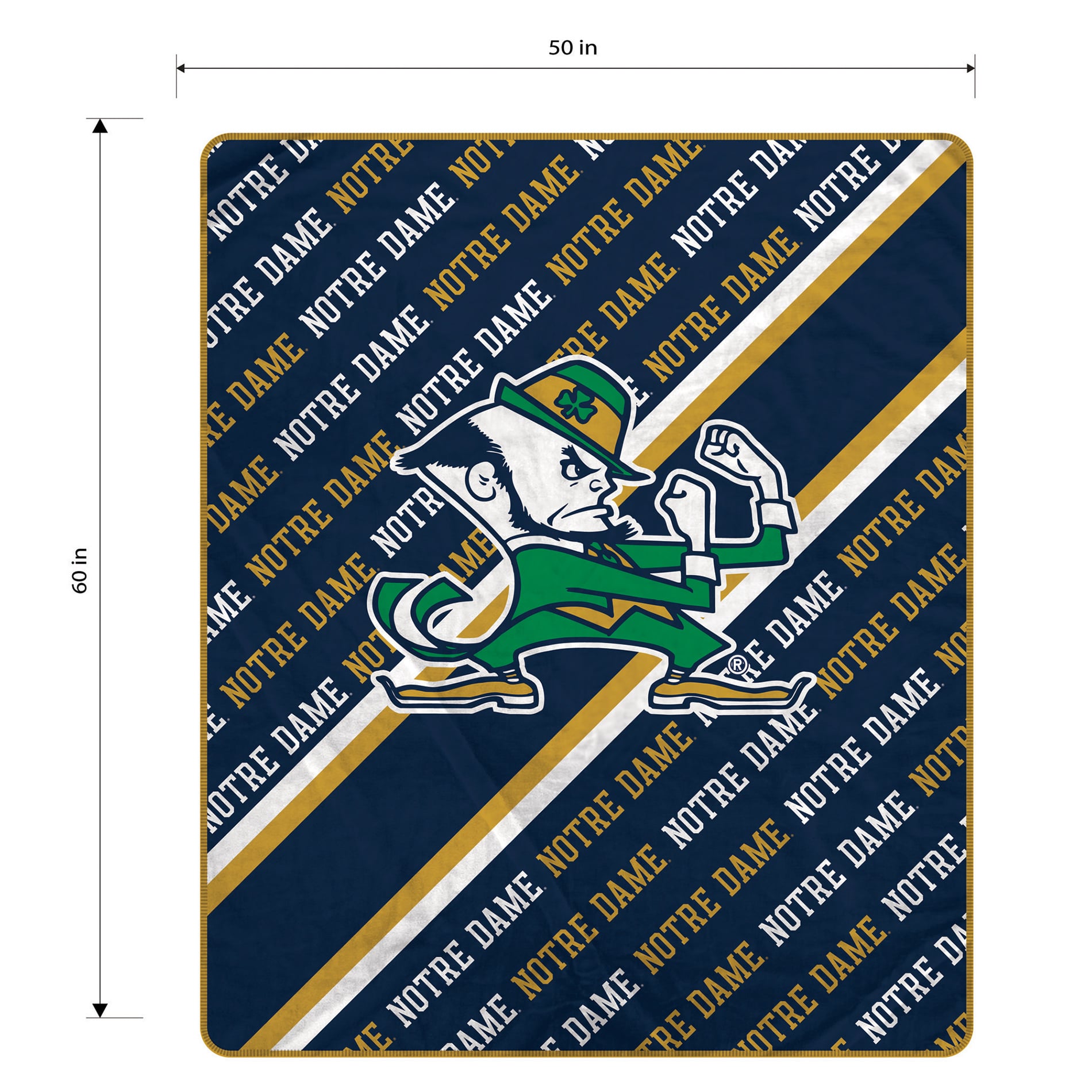 Couverture ultra douce Pegasus Notre Dame Fighting Irish, 152 x 178 cm (60 x 70 pouces), doublée et ornée du logo.