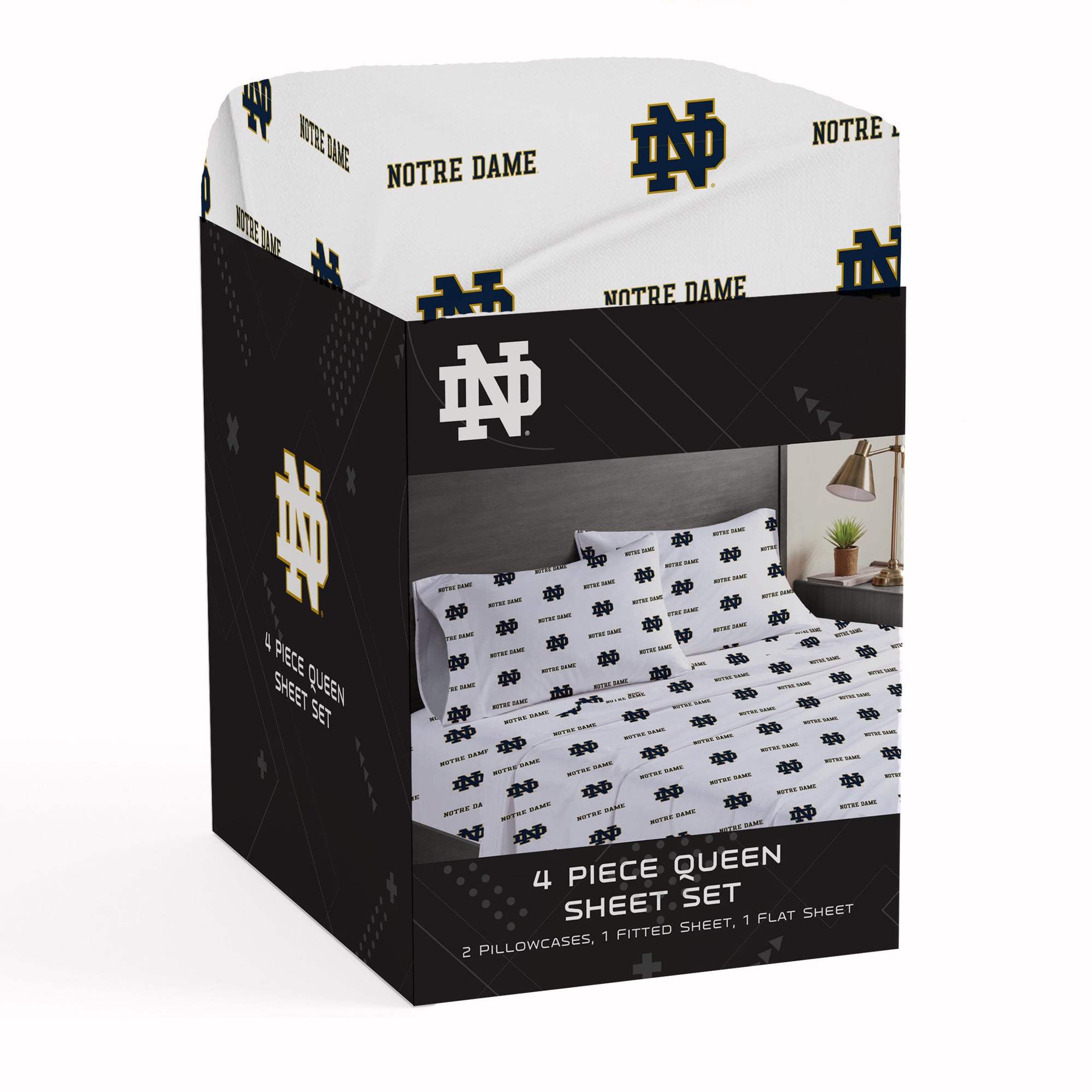 Pegasus Notre Dame Fighting Irish Four-Piece Queen Sheet Set