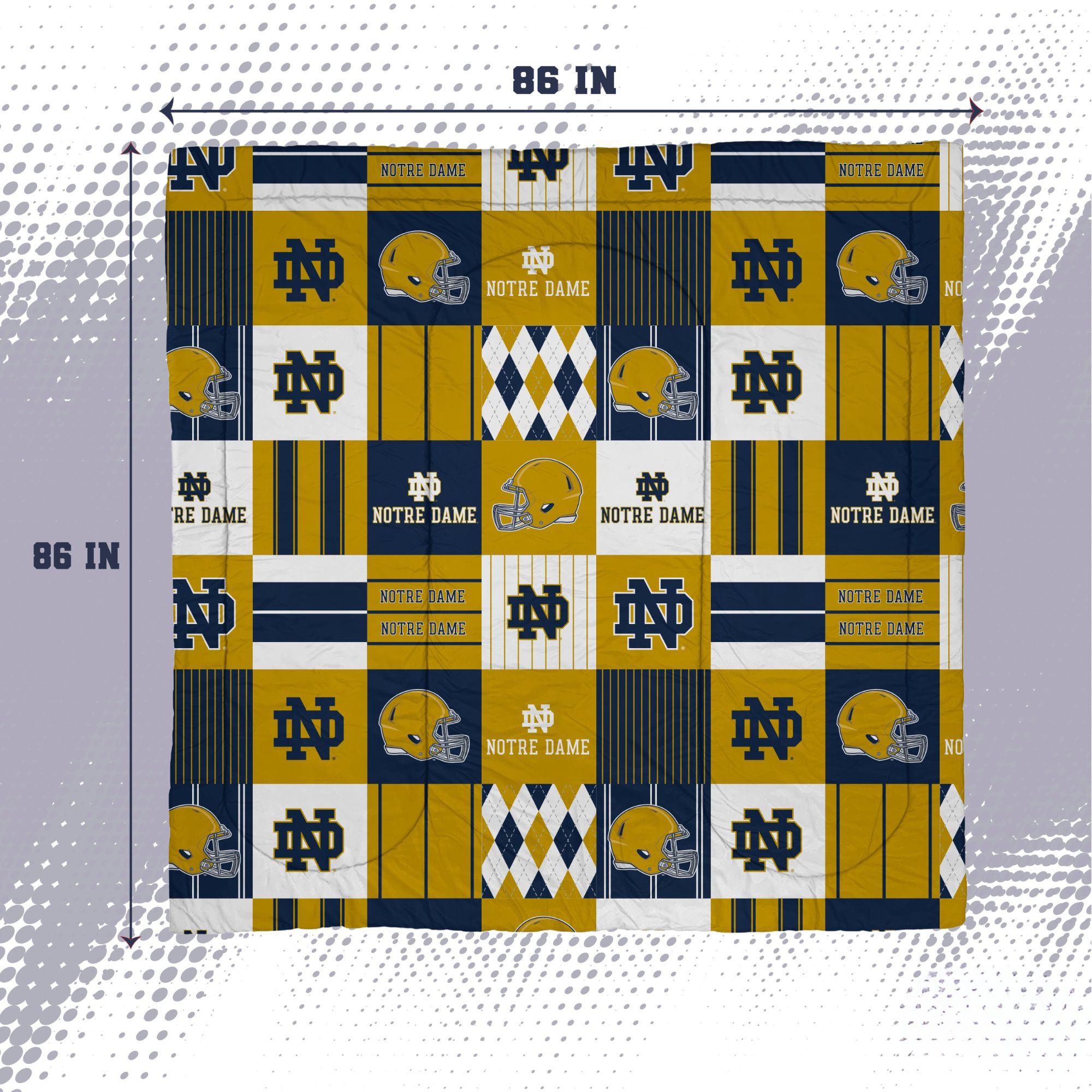 Pegasus Notre Dame Fighting Irish Patchwork Plaid Three-Piece Full/Queen Bed in a Bag Set
