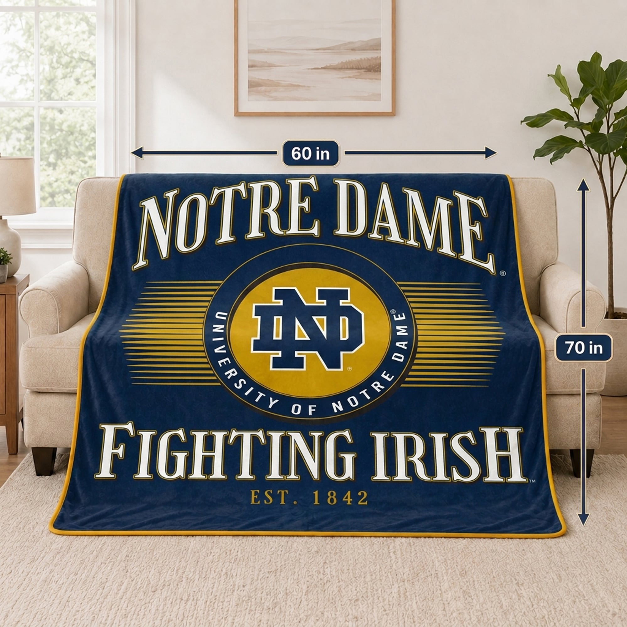 Couverture Pegasus Notre Dame Fighting Irish Spotlight Arch 60" x 70" ultra douce
